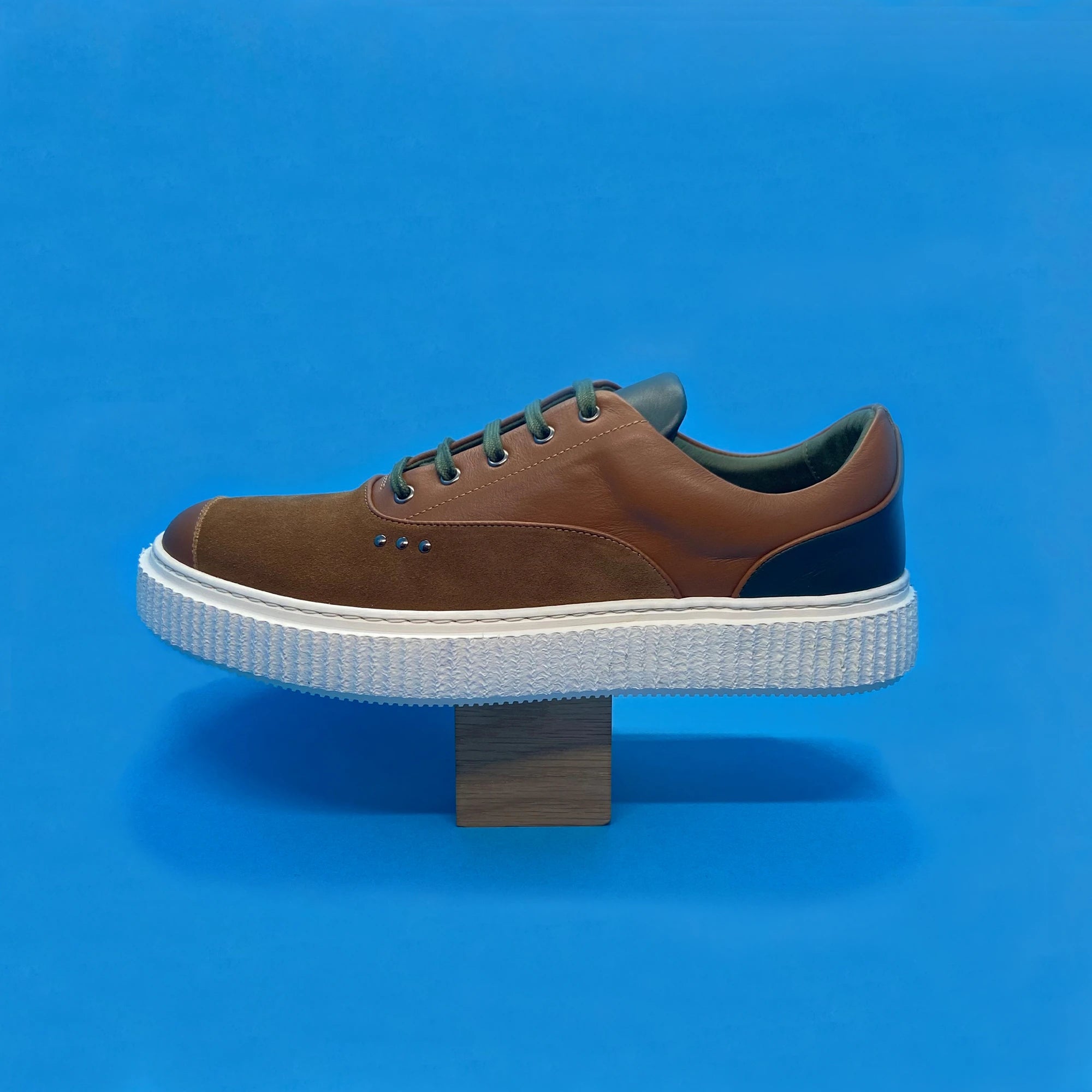 Basket Meaker Urban Hunting en daim cognac et vert