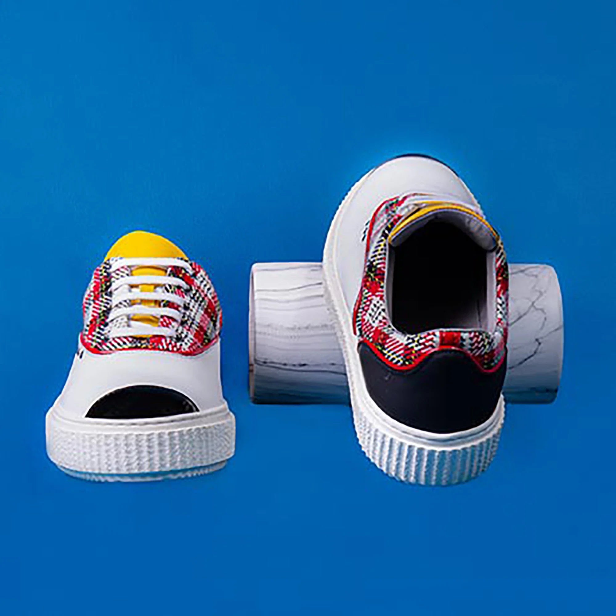 ME.LAND Tartan and white MEAKER sneaker ladies