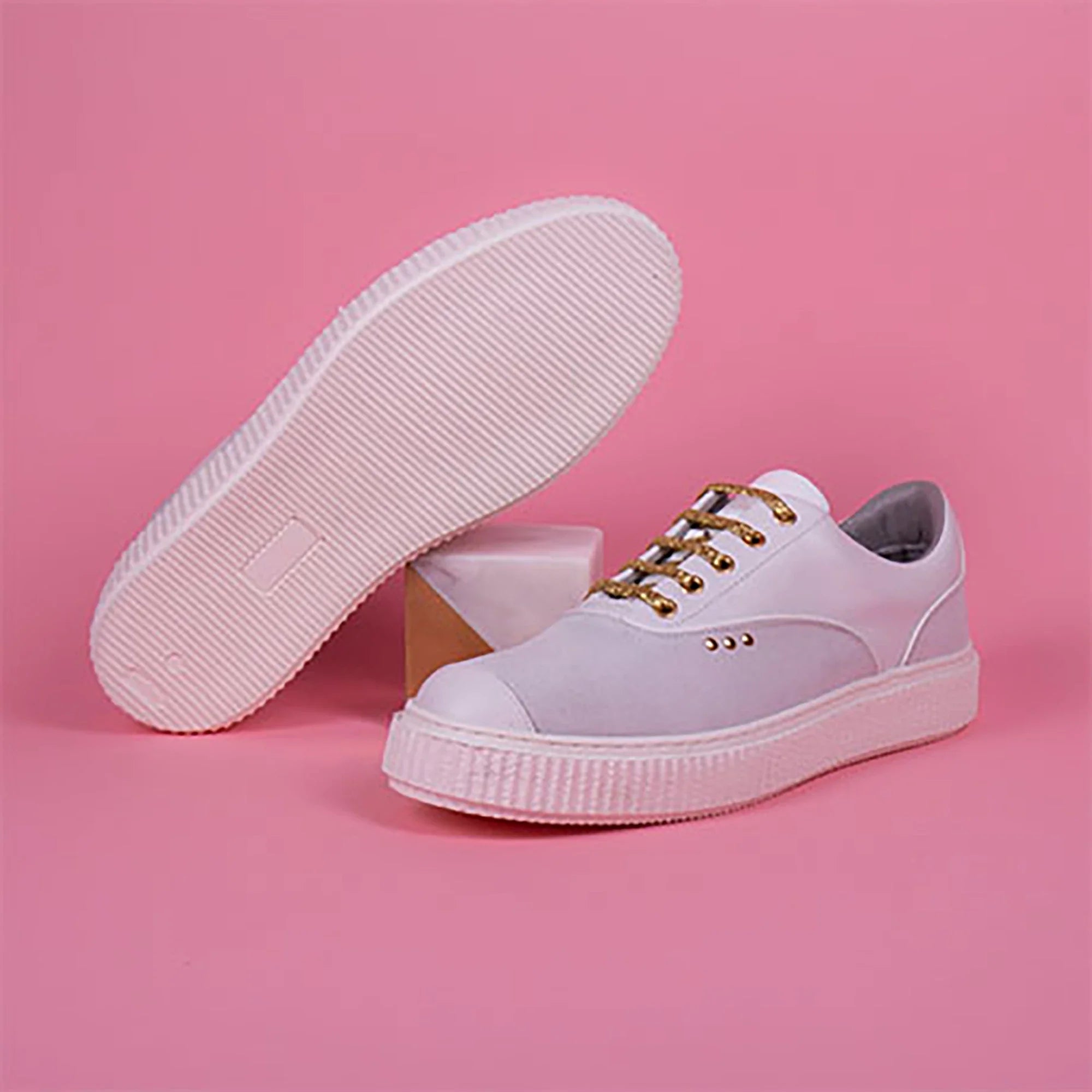 ME.LAND White suede and gold details MEAKER sneaker men