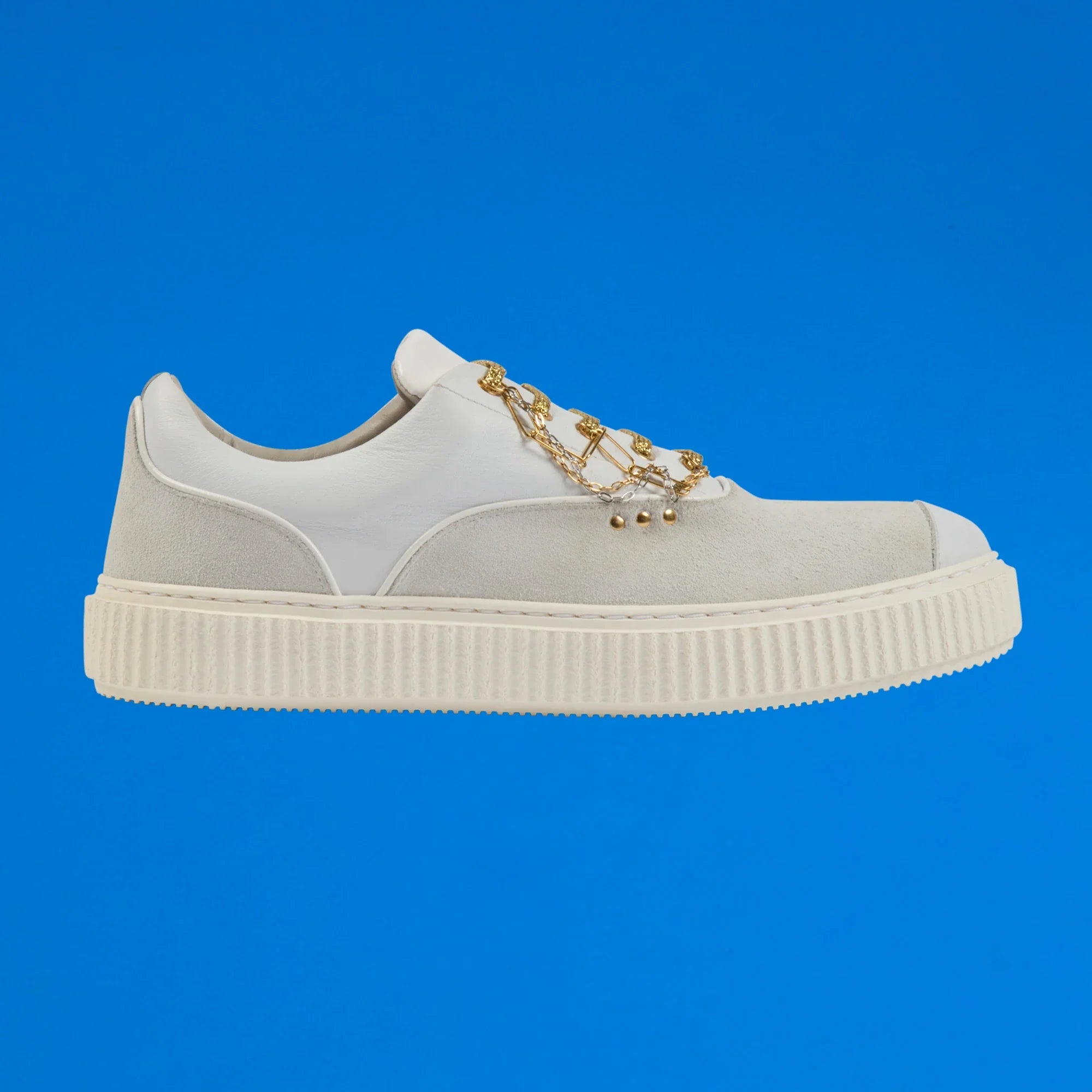 White suede and gold jewellery MEAKER sneaker ✔ ME.LAND