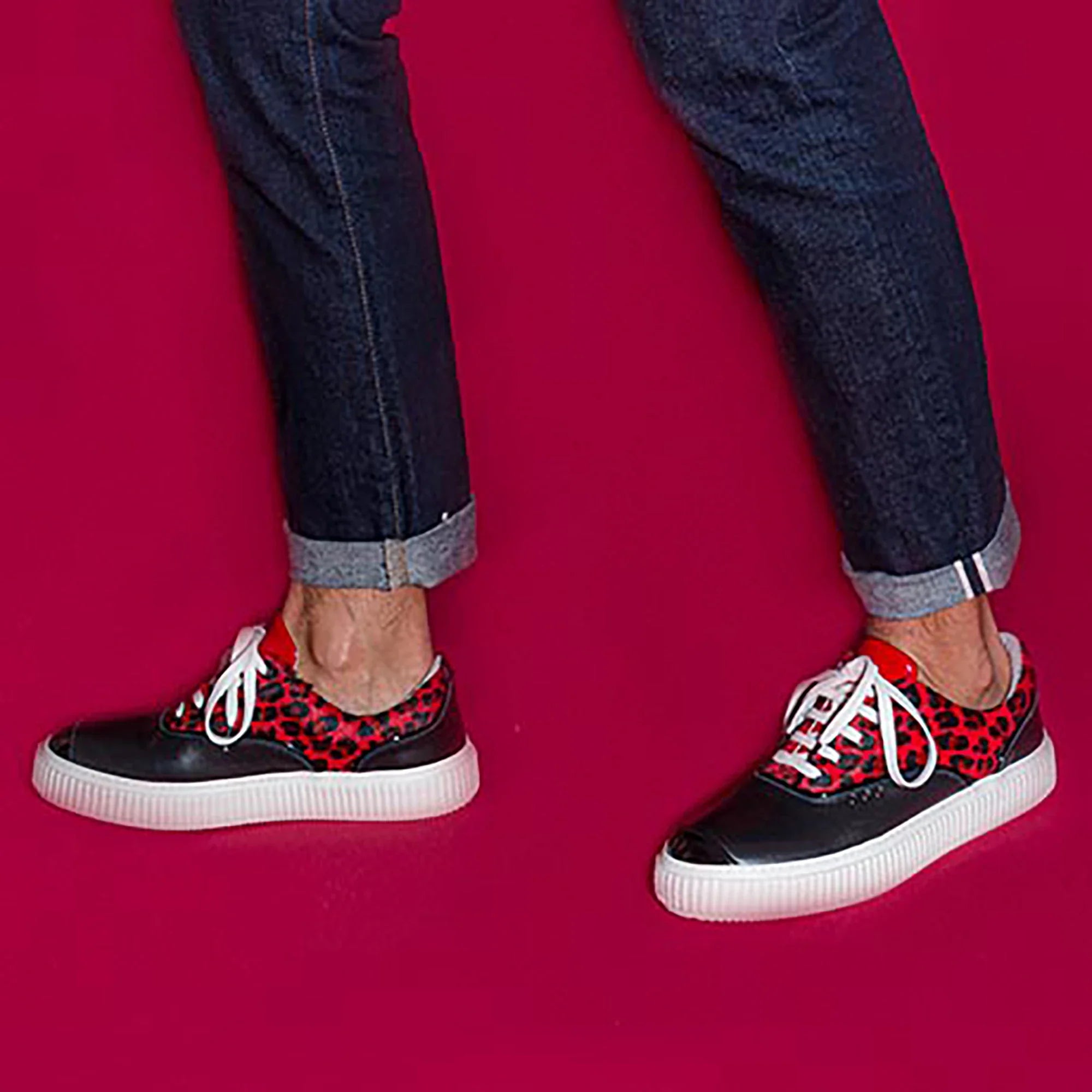 ME.LAND Black and red leopard MEAKER sneaker sole