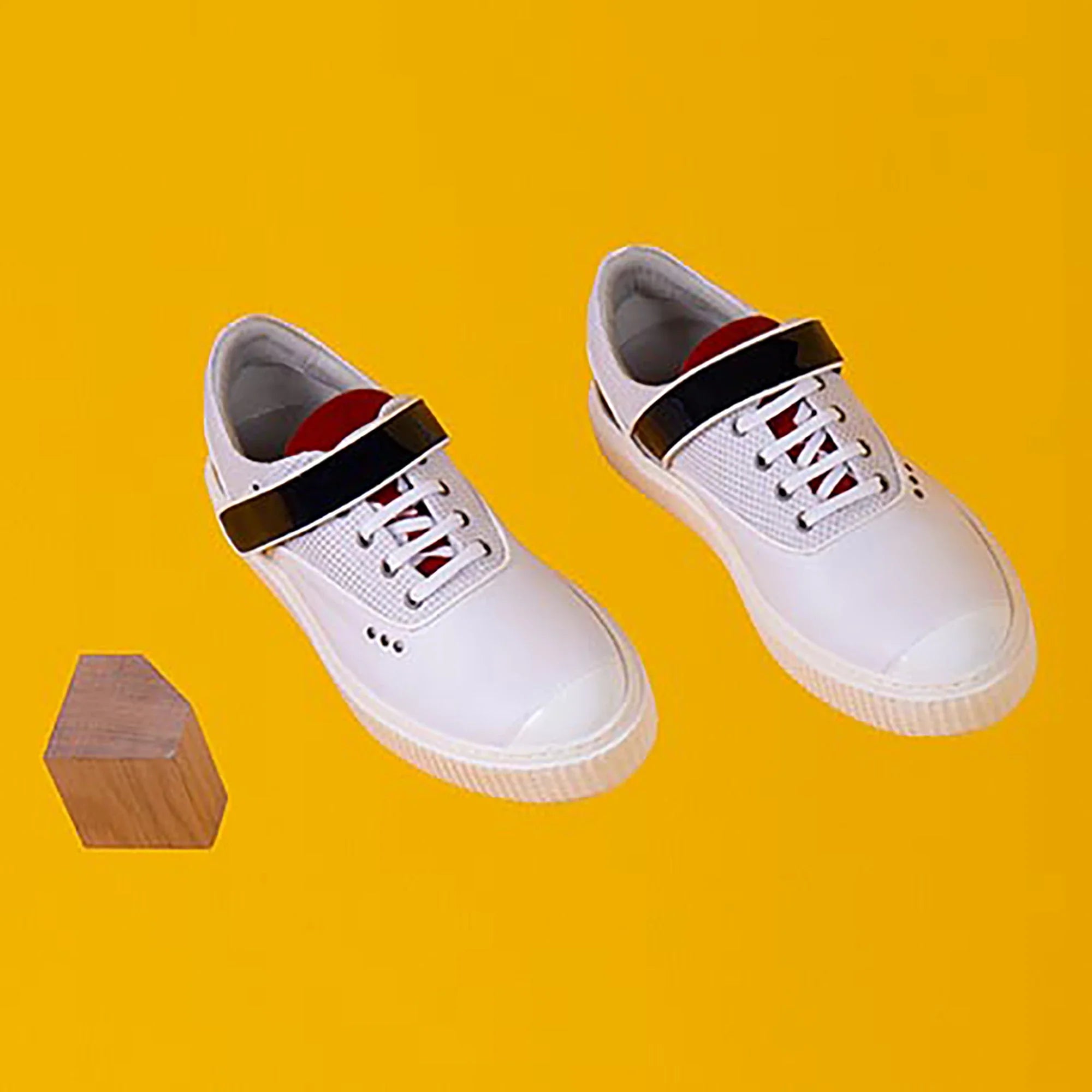 ME.LAND White and navy blue BEAKER band sneaker side