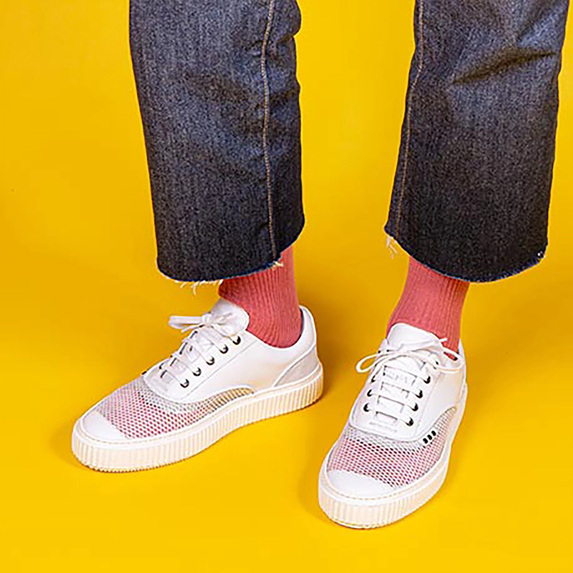 ME.LAND White mesh MEAKER sneaker sole