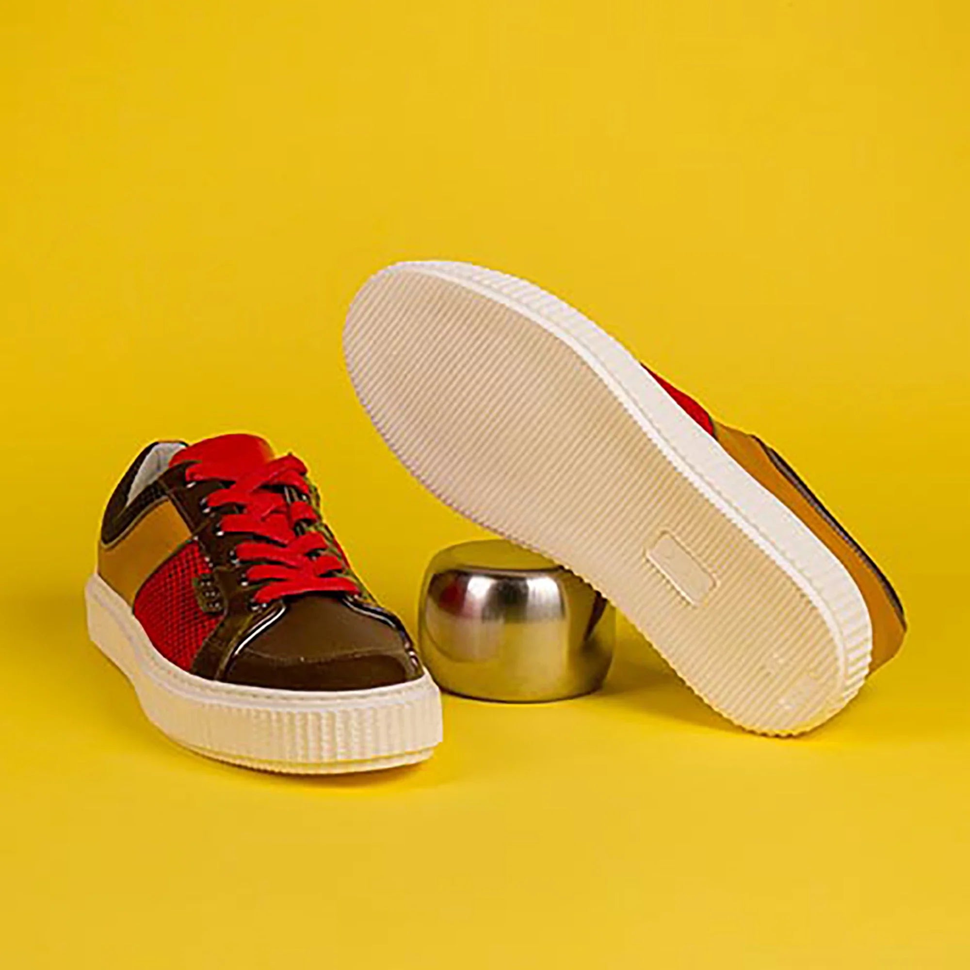 ME.LAND Brown, red and curry smooth DEAKER sneaker men