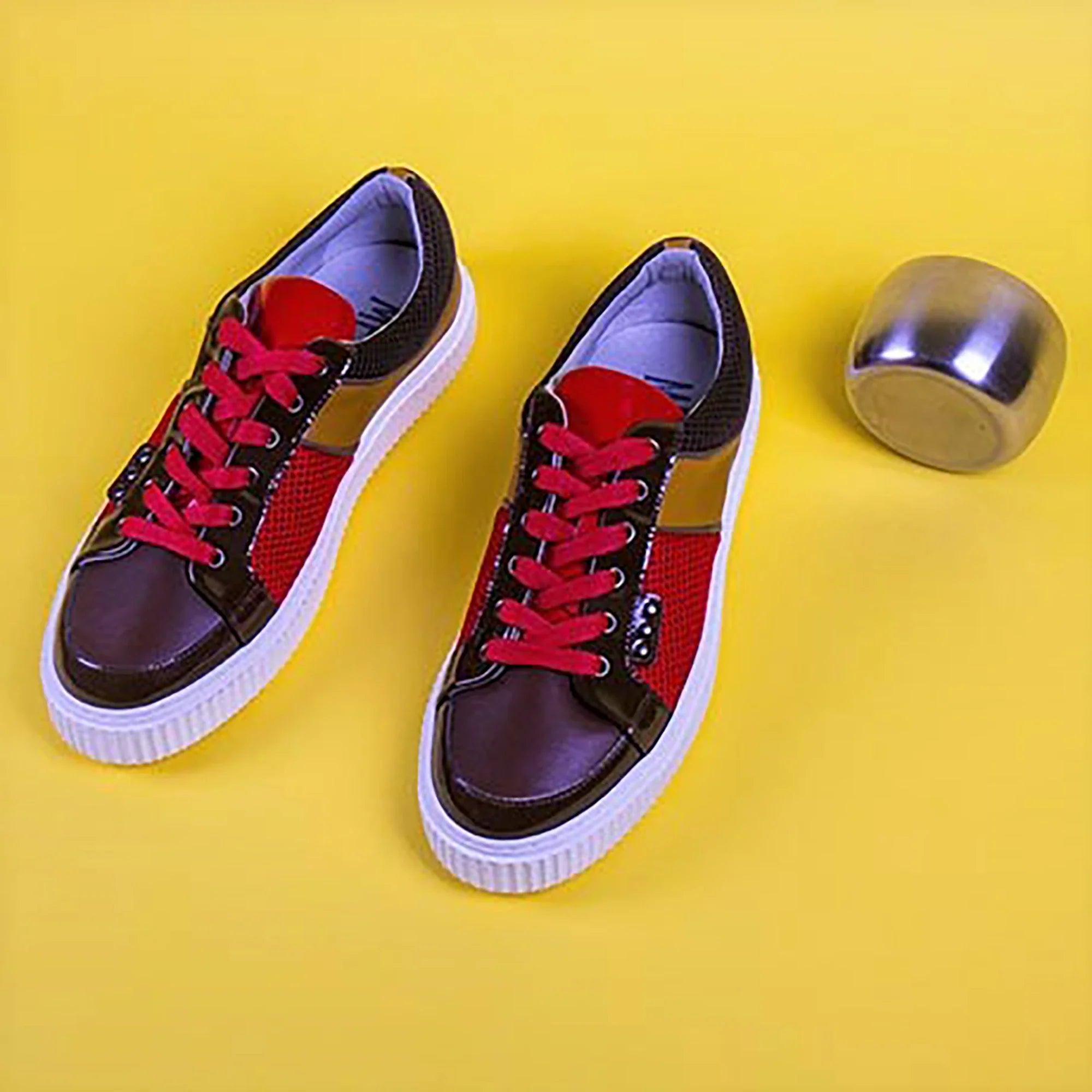 ME.LAND Brown, red and curry smooth DEAKER sneaker side