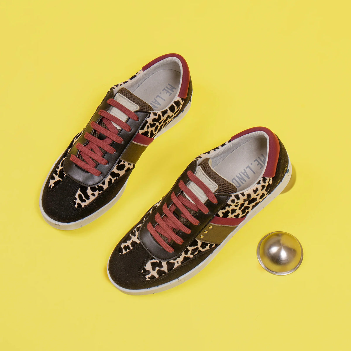Basket vegan et recyclée Vivace en nylon noir et leopard beige