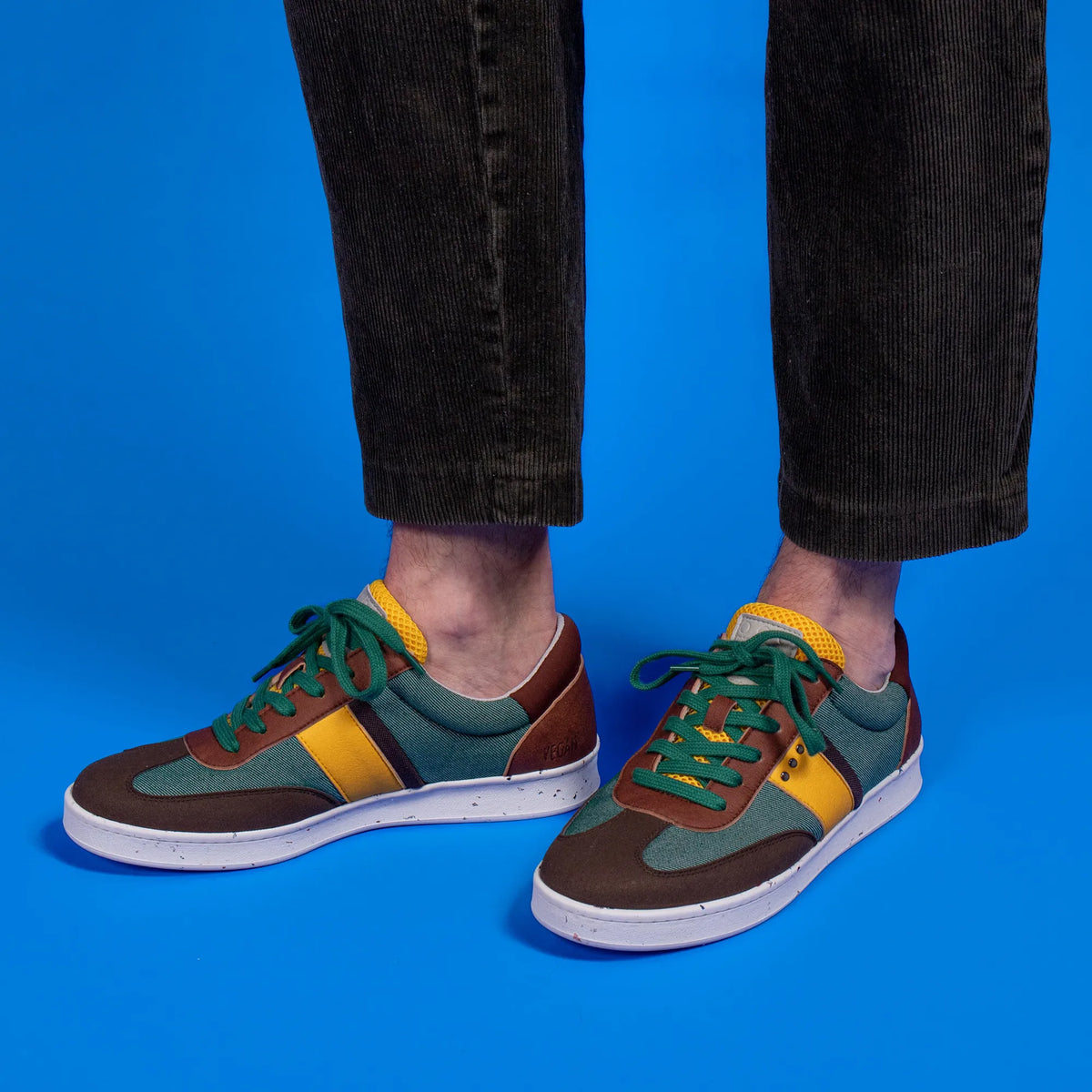 Vivace vegan and recycled sneaker in green, brown and yellow ✔ ME.LAND