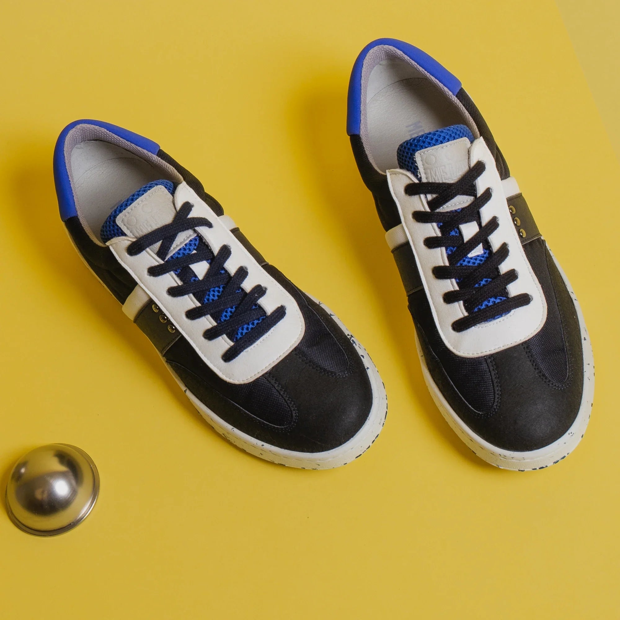 ME.LAND Vivace vegan and recycled sneaker in navy, white and blue above