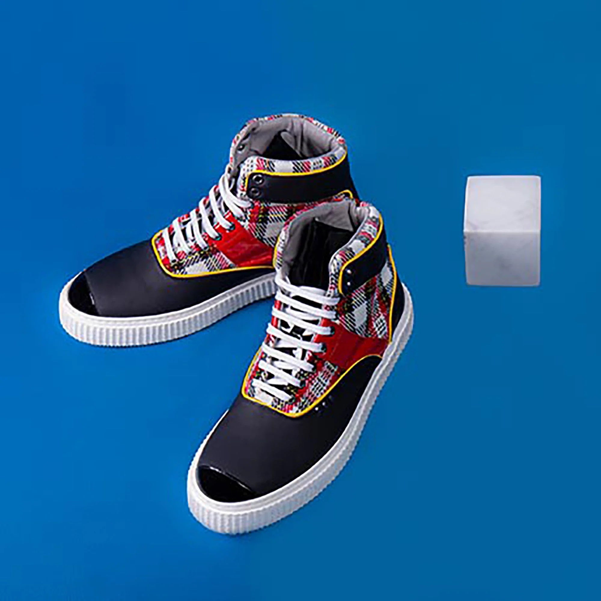 ME.LAND Tartan and black high top HEAKER sneaker side view