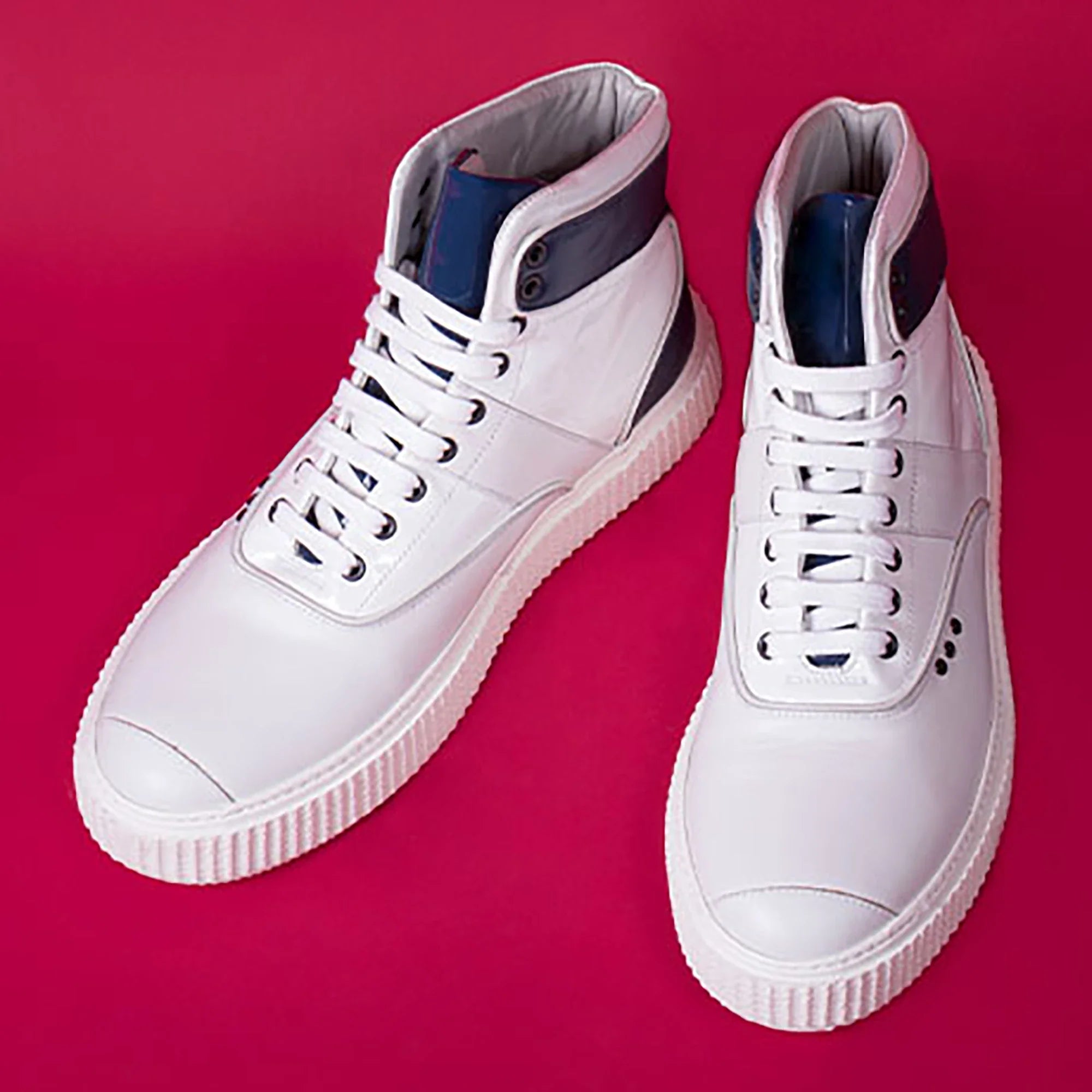 ME.LAND White and blue high top HEAKER sneakers side