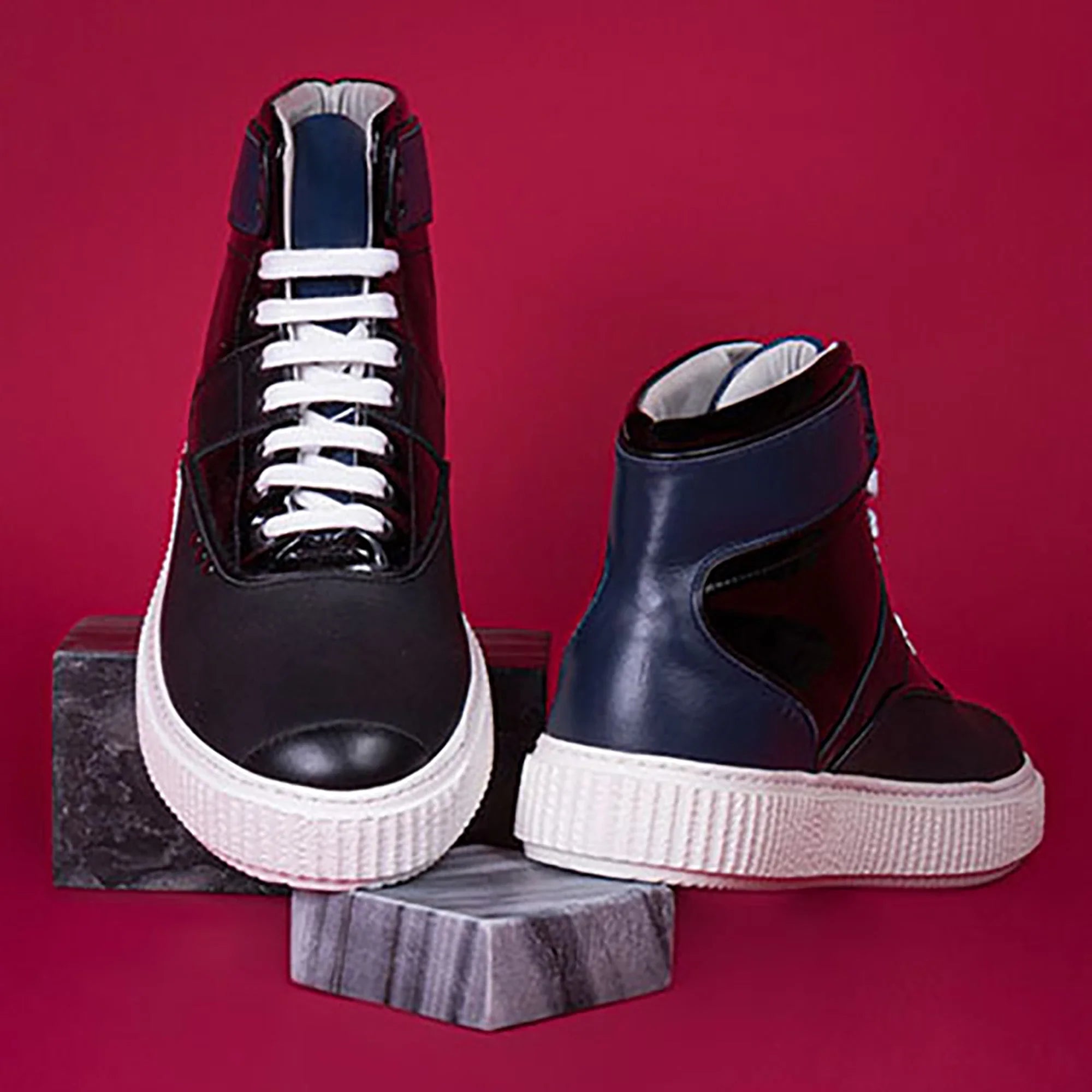 ME.LAND Black and blue high top HEAKER sneakers ladies