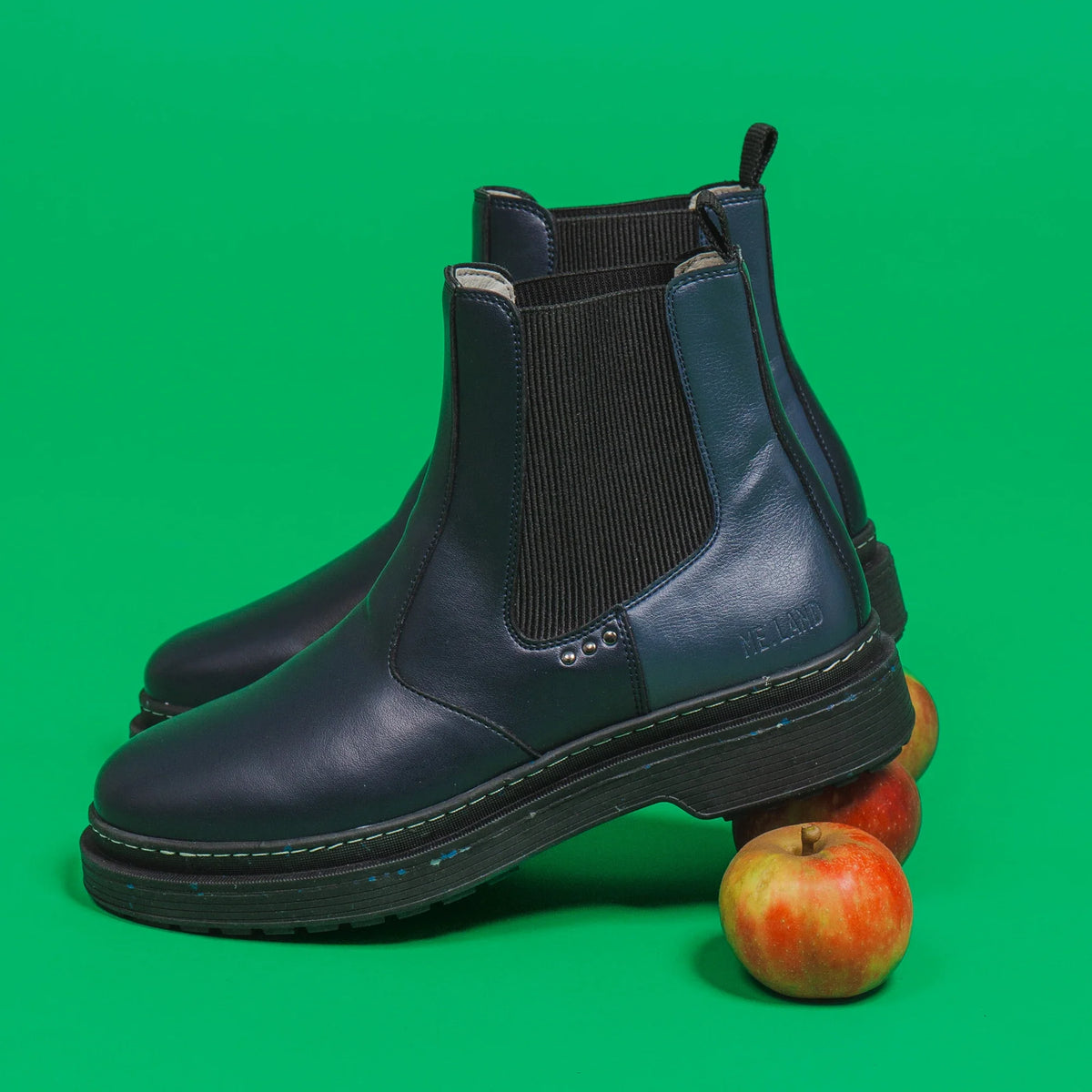 Blue and black apple leather chelsea boots ✔ ME.LAND