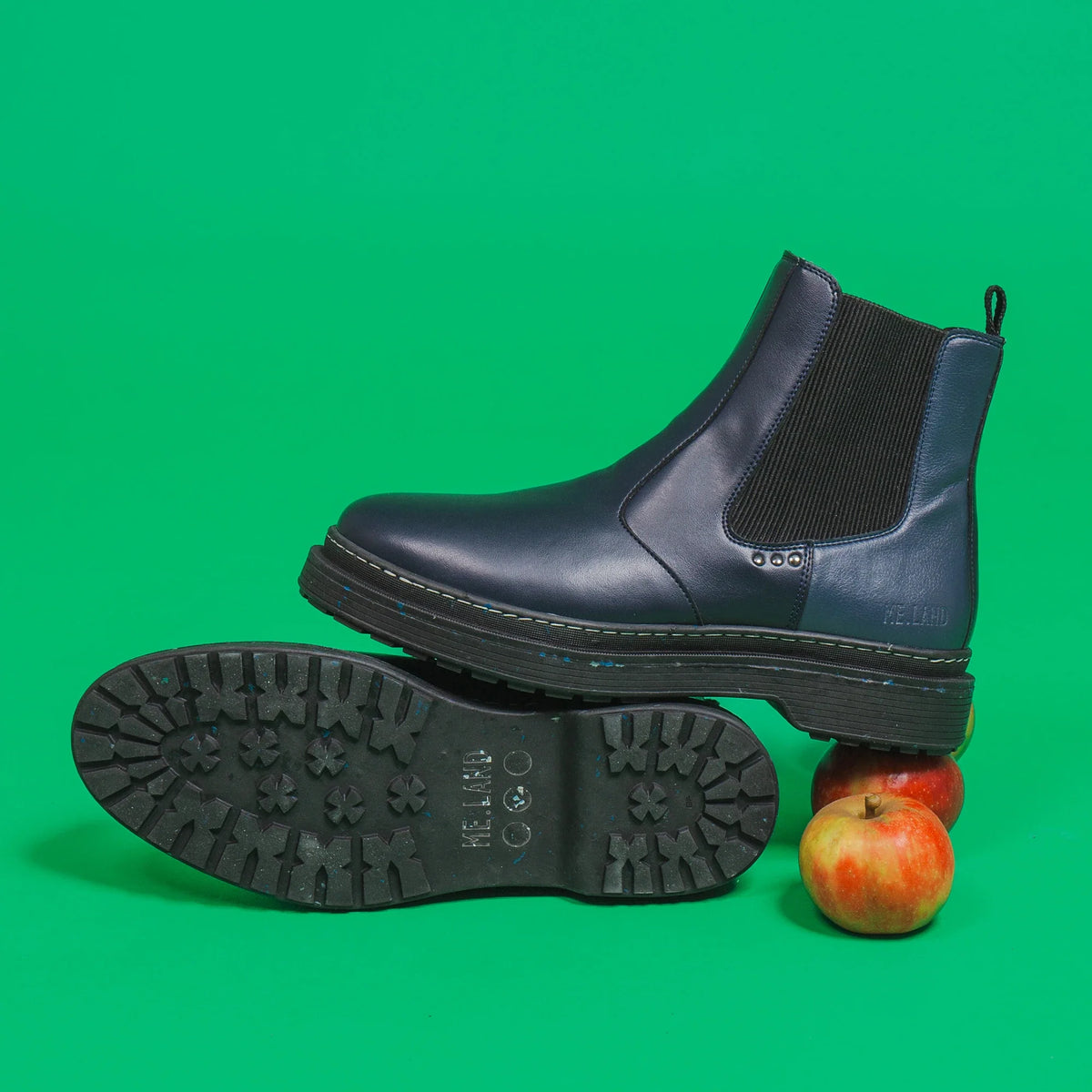 Blue and black apple leather chelsea boots ✔ ME.LAND
