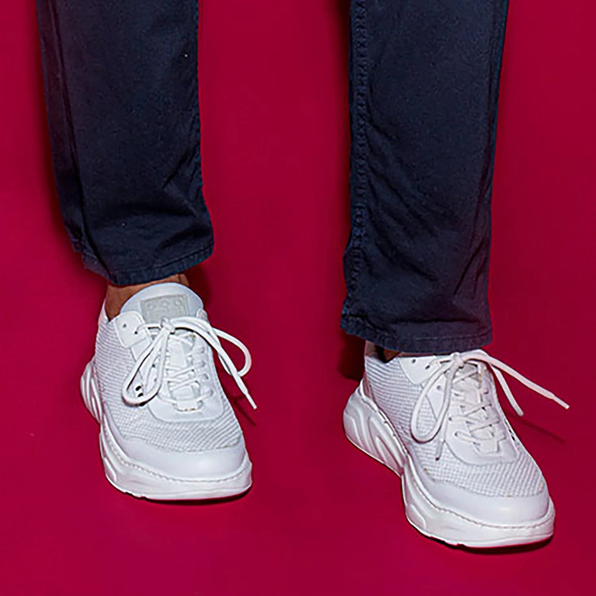ME.LAND White recycled nylon DEBUT sneaker front and back