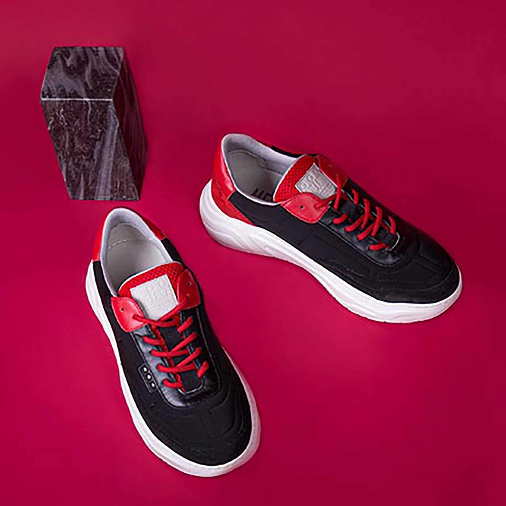 ME.LAND Black and red recycled nylon DEBUT sneaker side