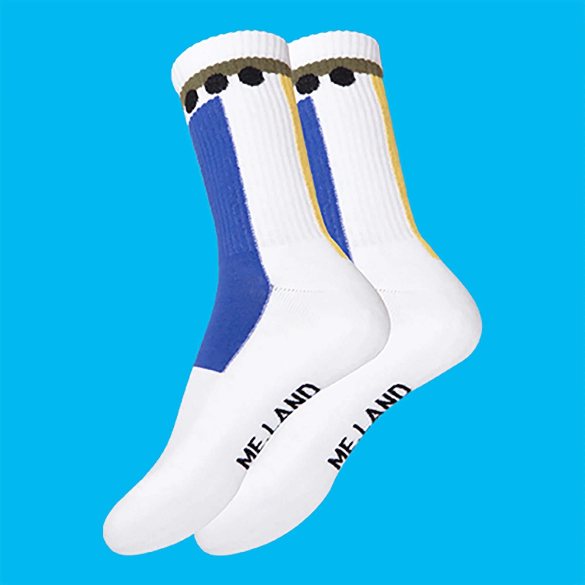 White geometrical organic cotton sport socks ✔ ME.LAND