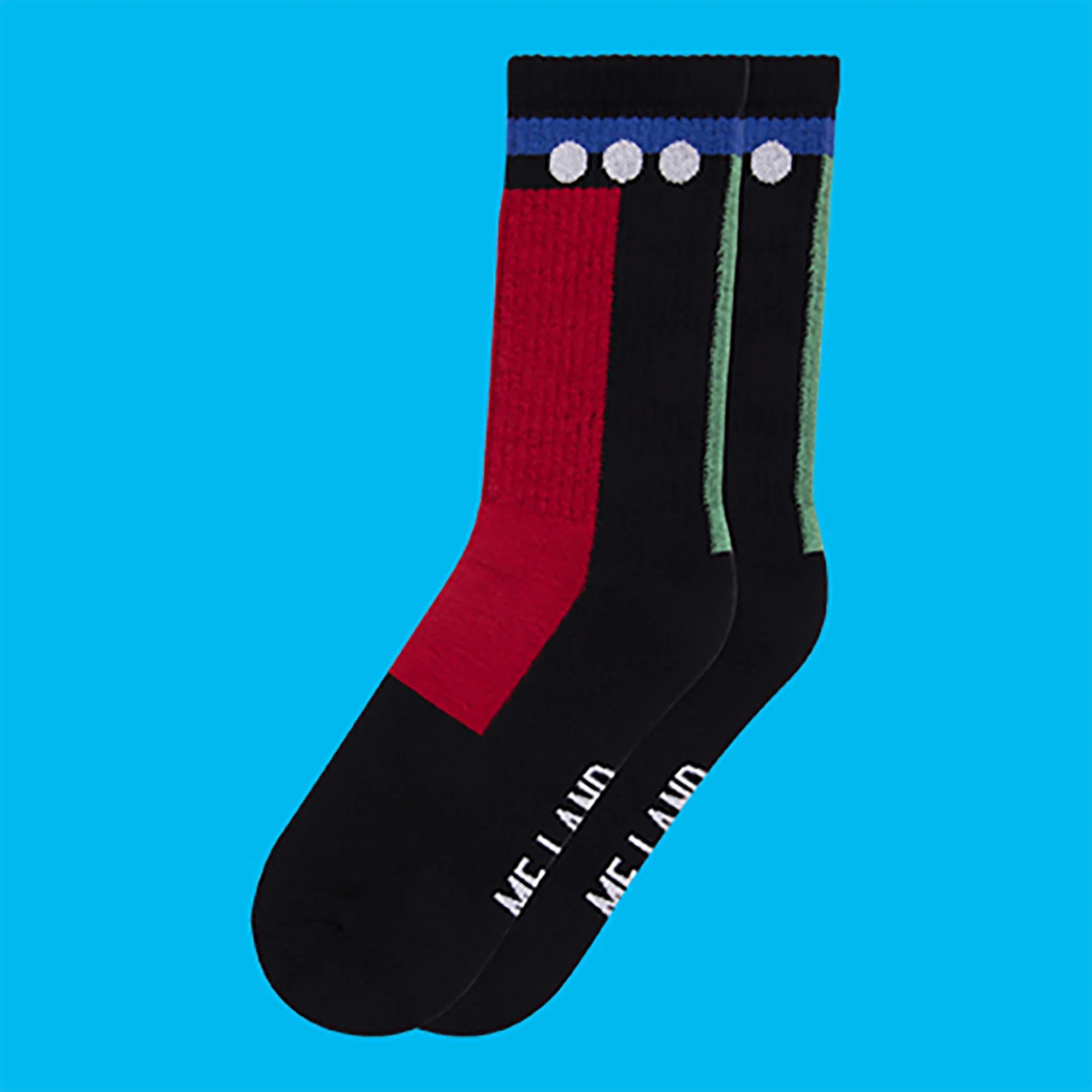 Black geomerical organic cotton sport socks ✔ ME.LAND