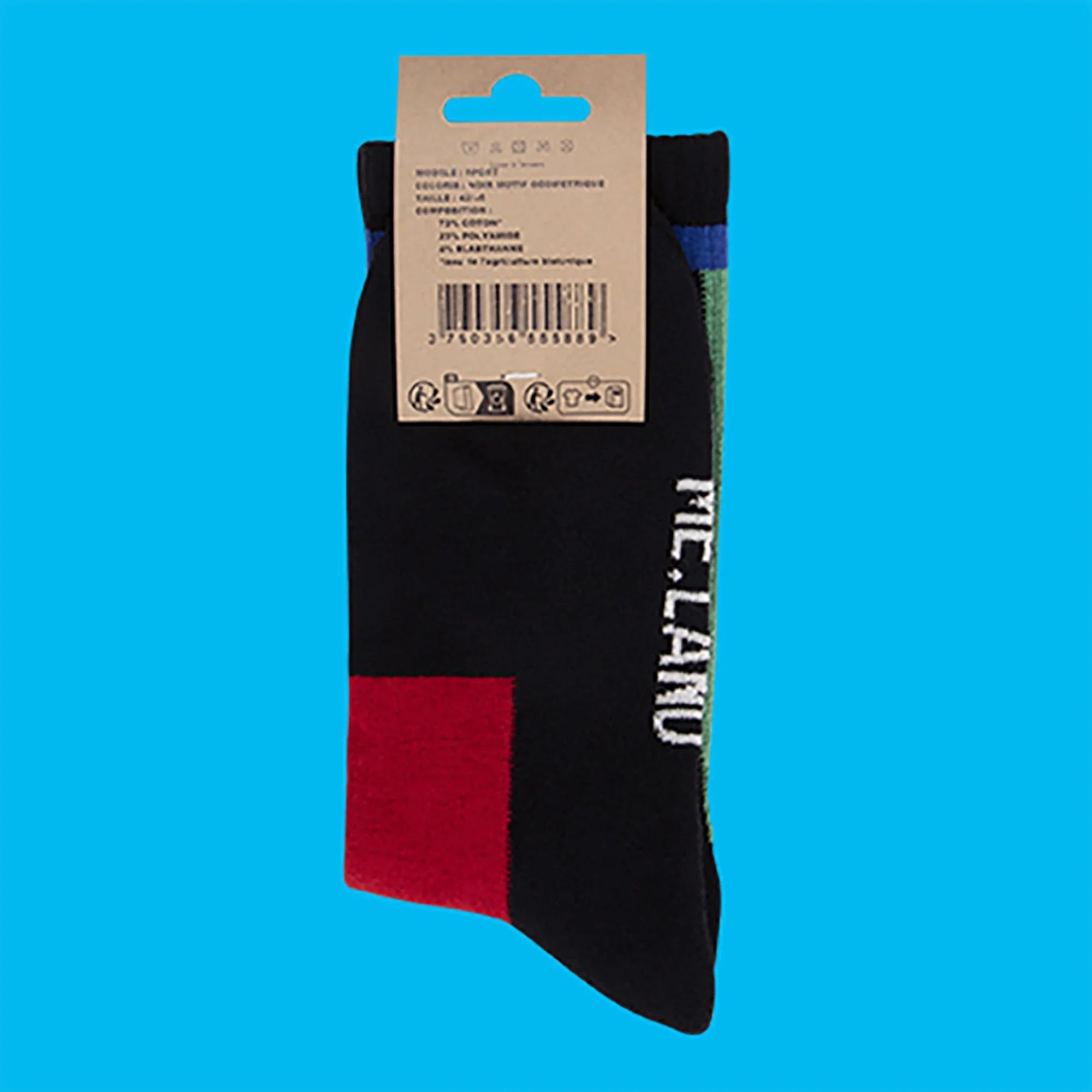 Black geomerical organic cotton sport socks ✔ ME.LAND