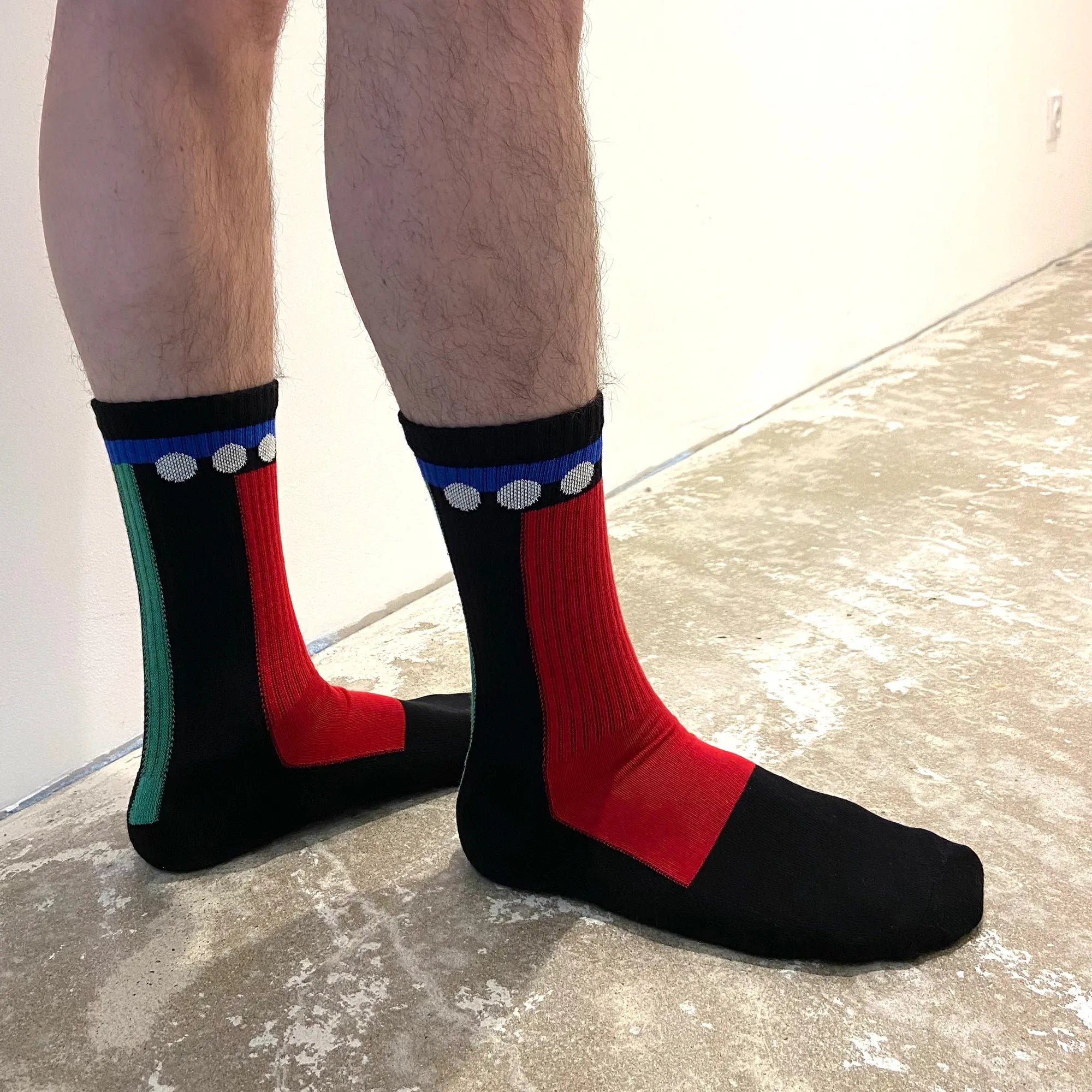 Black geomerical organic cotton sport socks ✔ ME.LAND
