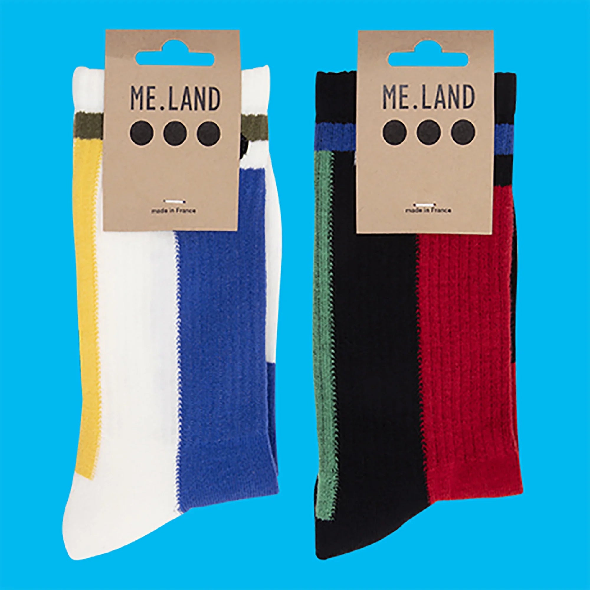 Duo Pack geometrical organic cotton sport socks ✔ ME.LAND
