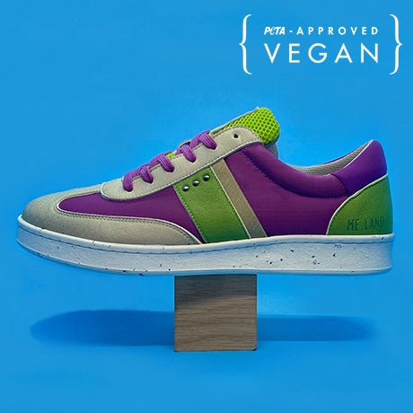 VIVACE vegan et baskets recyclées en beige, violet et vert