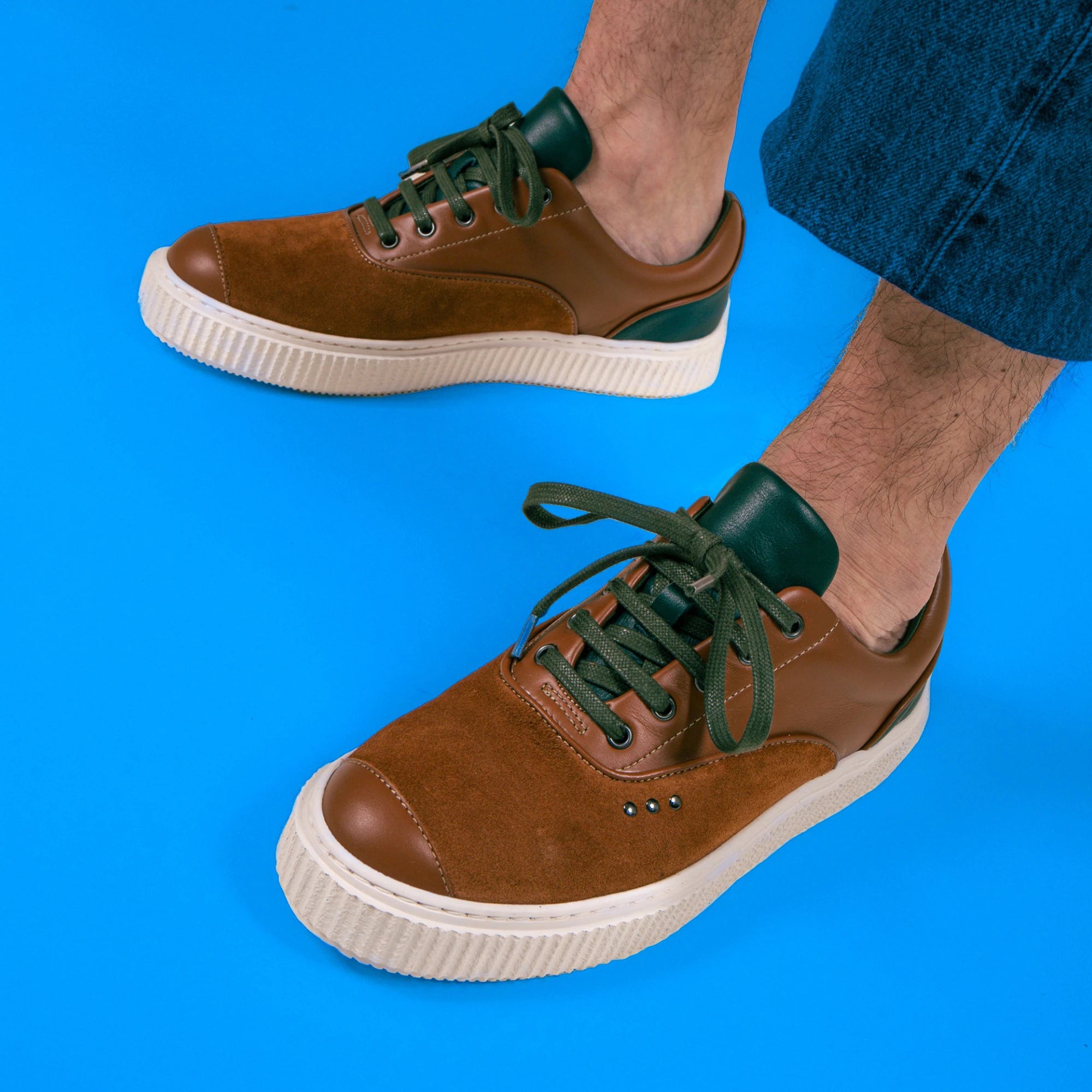 Basket Meaker Urban Hunting en daim cognac et vert