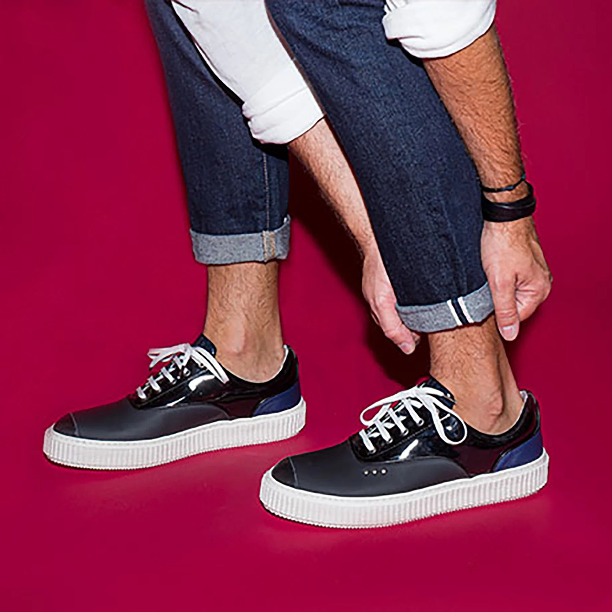 ME.LAND Black and blue MEAKER sneaker front and back