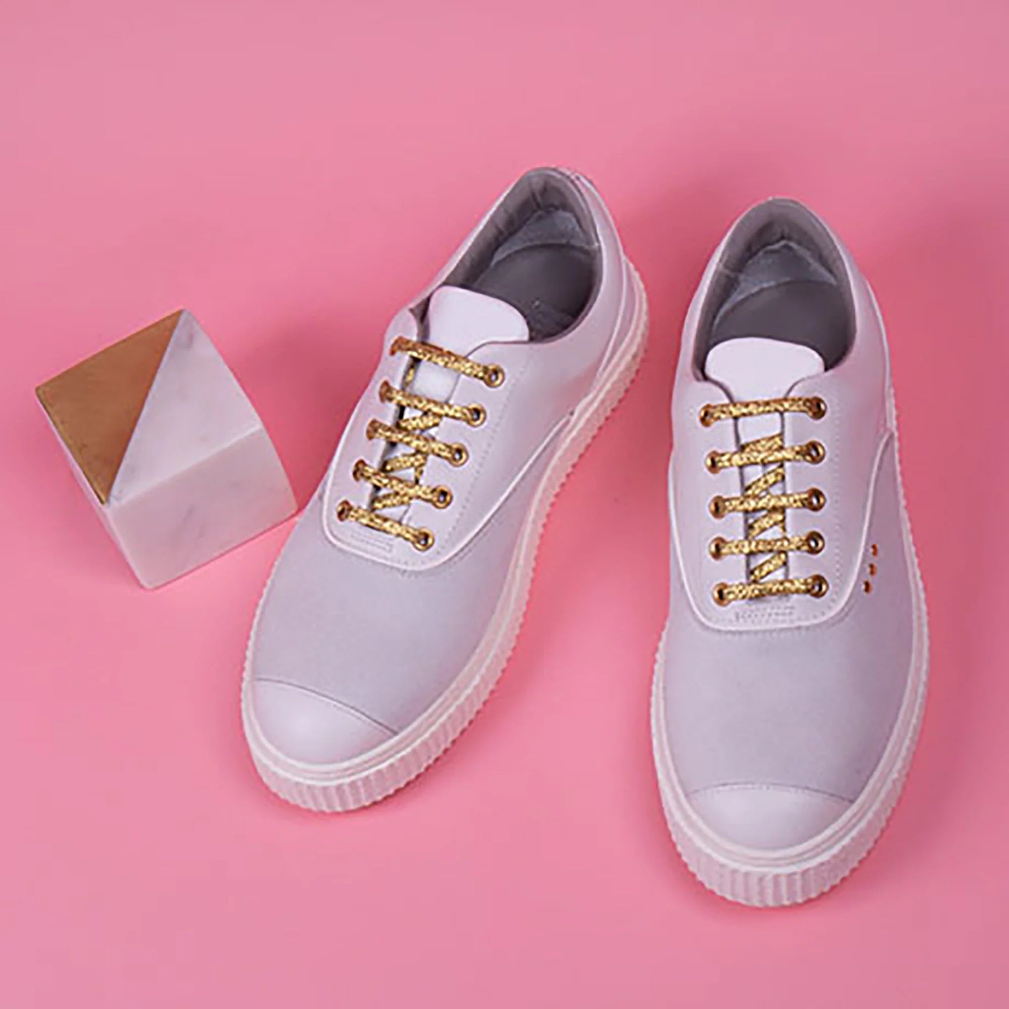 ME.LAND White suede and gold details MEAKER sneaker side view