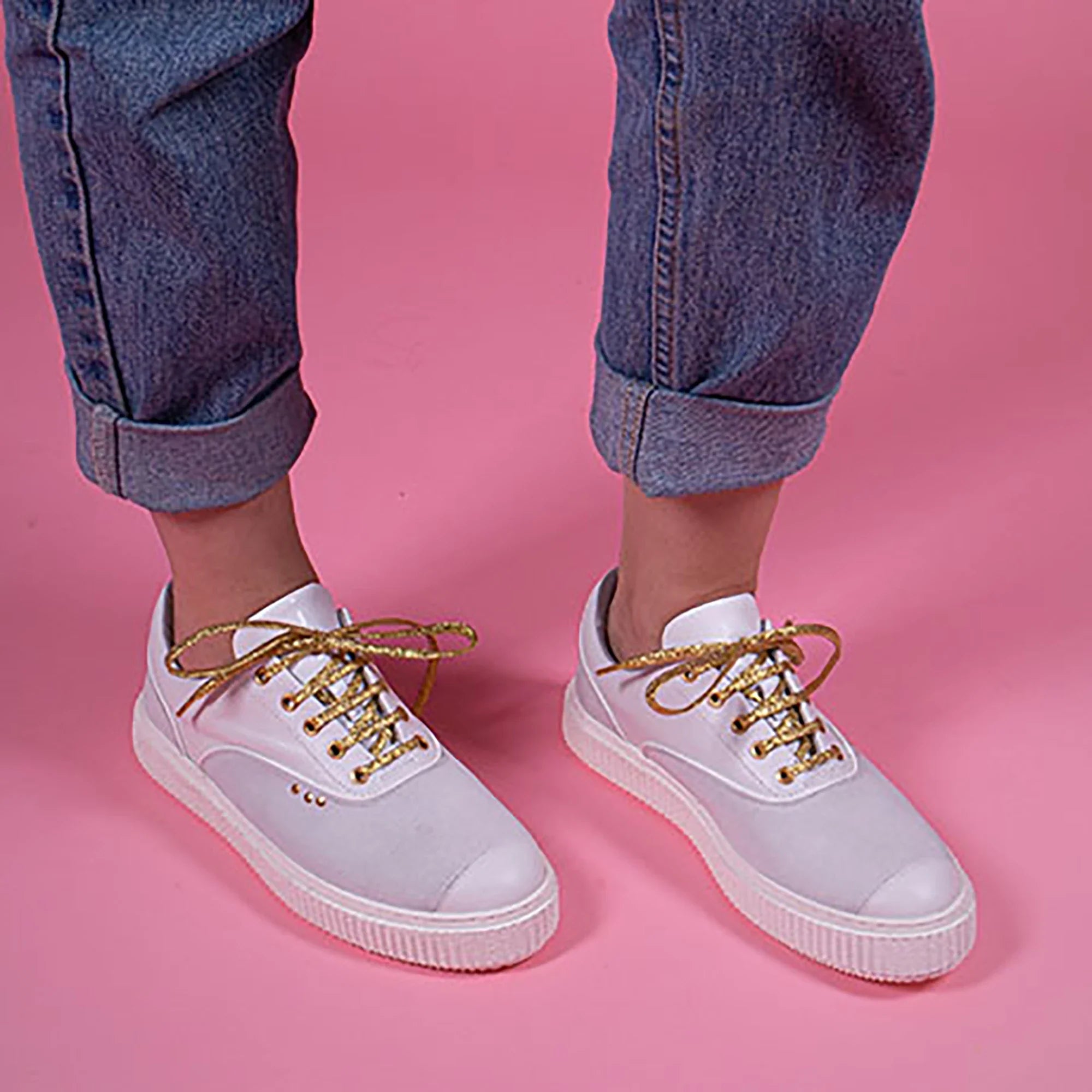 ME.LAND White suede and gold details MEAKER sneaker sole