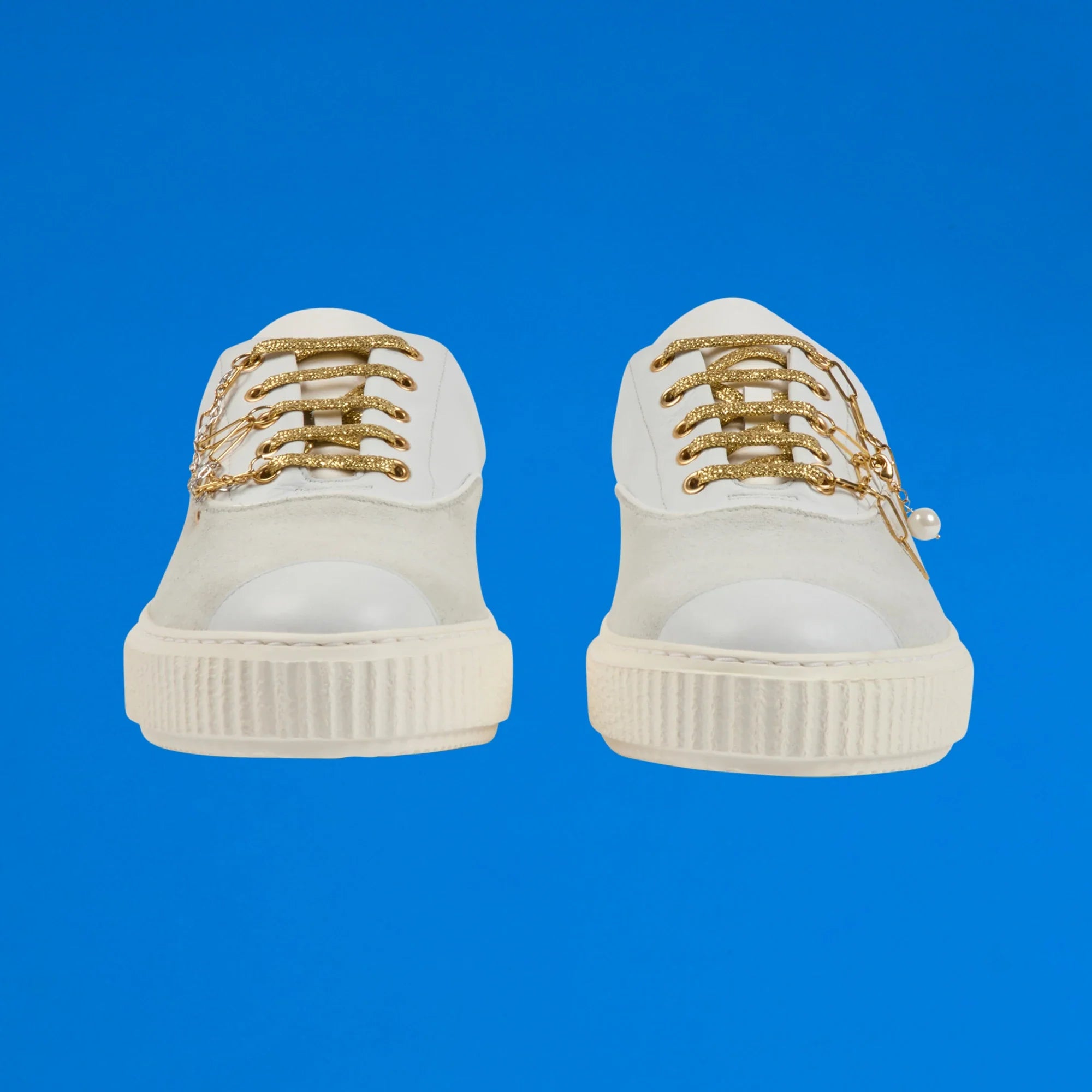 White suede and gold jewellery MEAKER sneaker ✔ ME.LAND