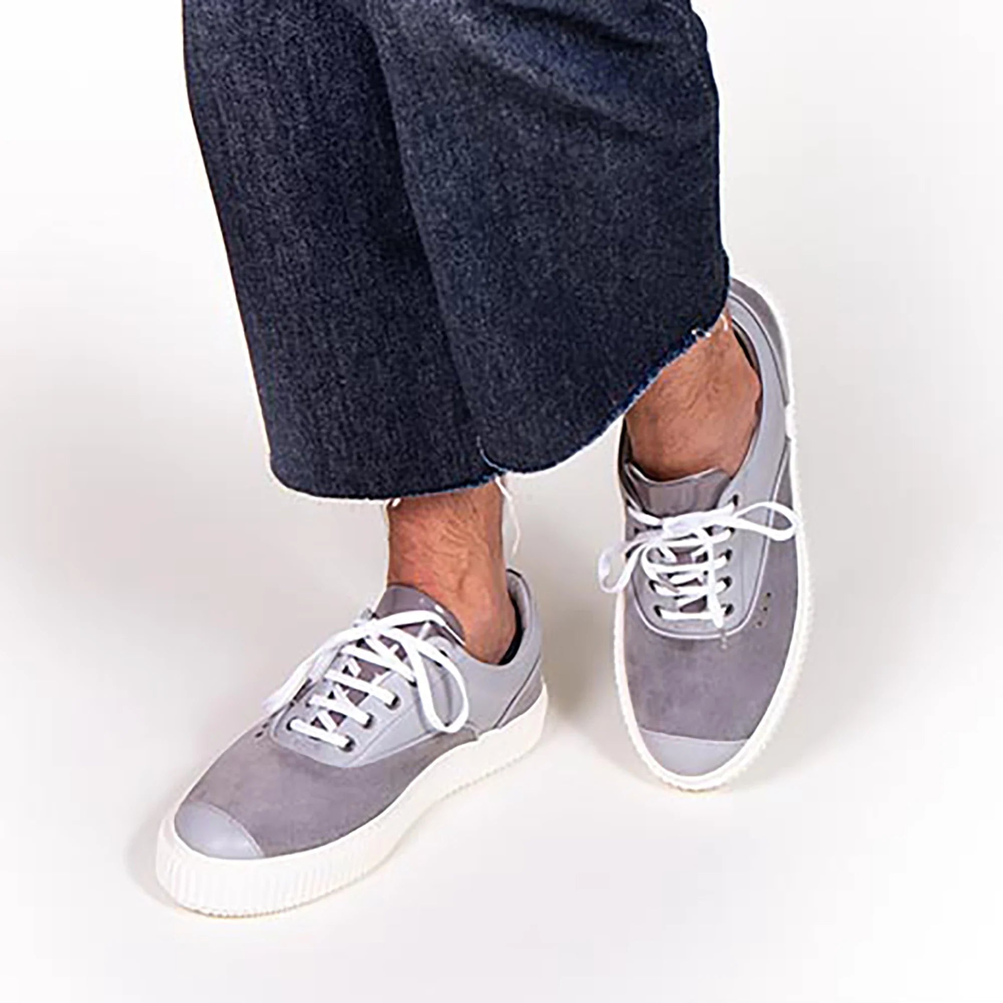 ME.LAND Grey suede MEAKER sneaker front and back