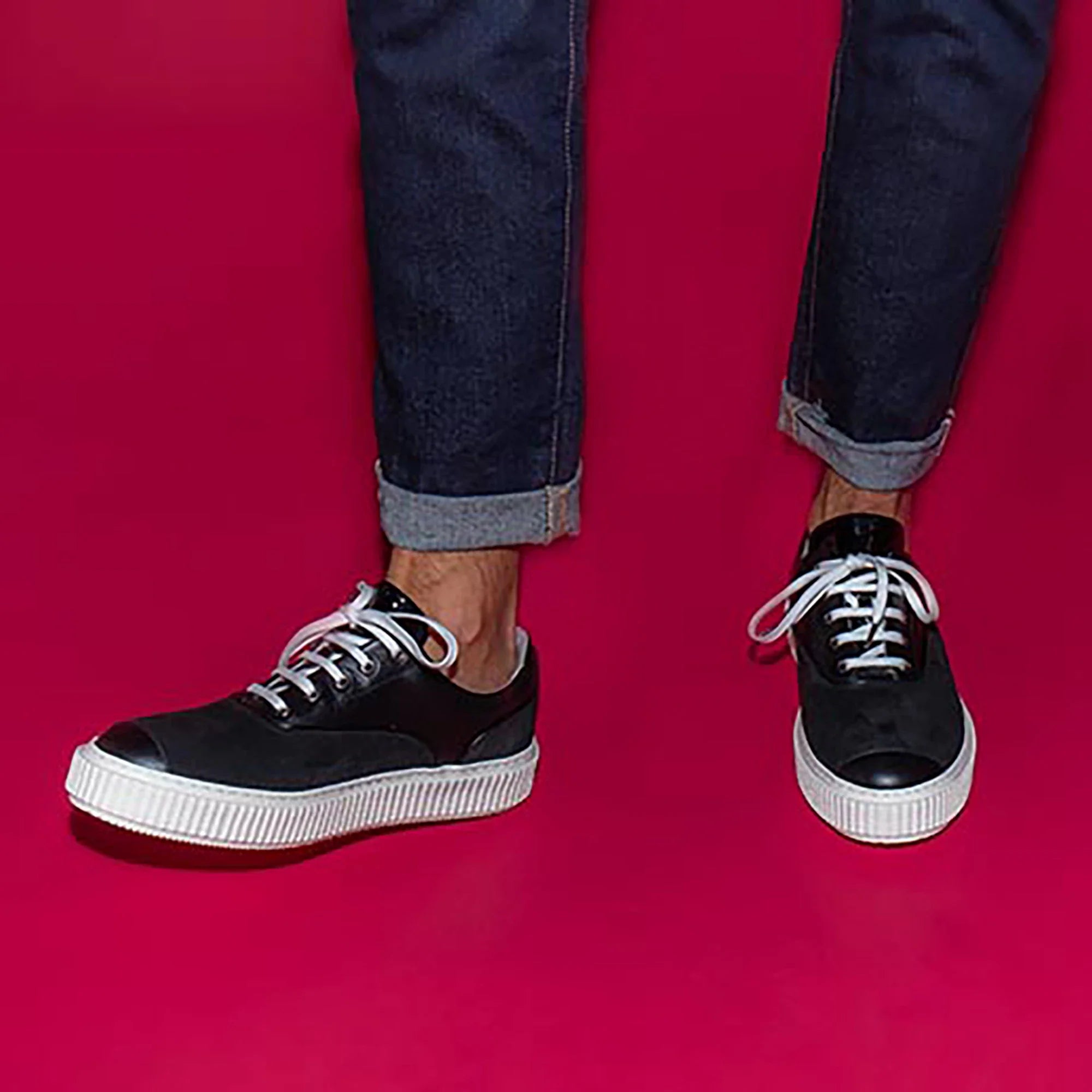 ME.LAND Black suede MEAKER sneaker front and back