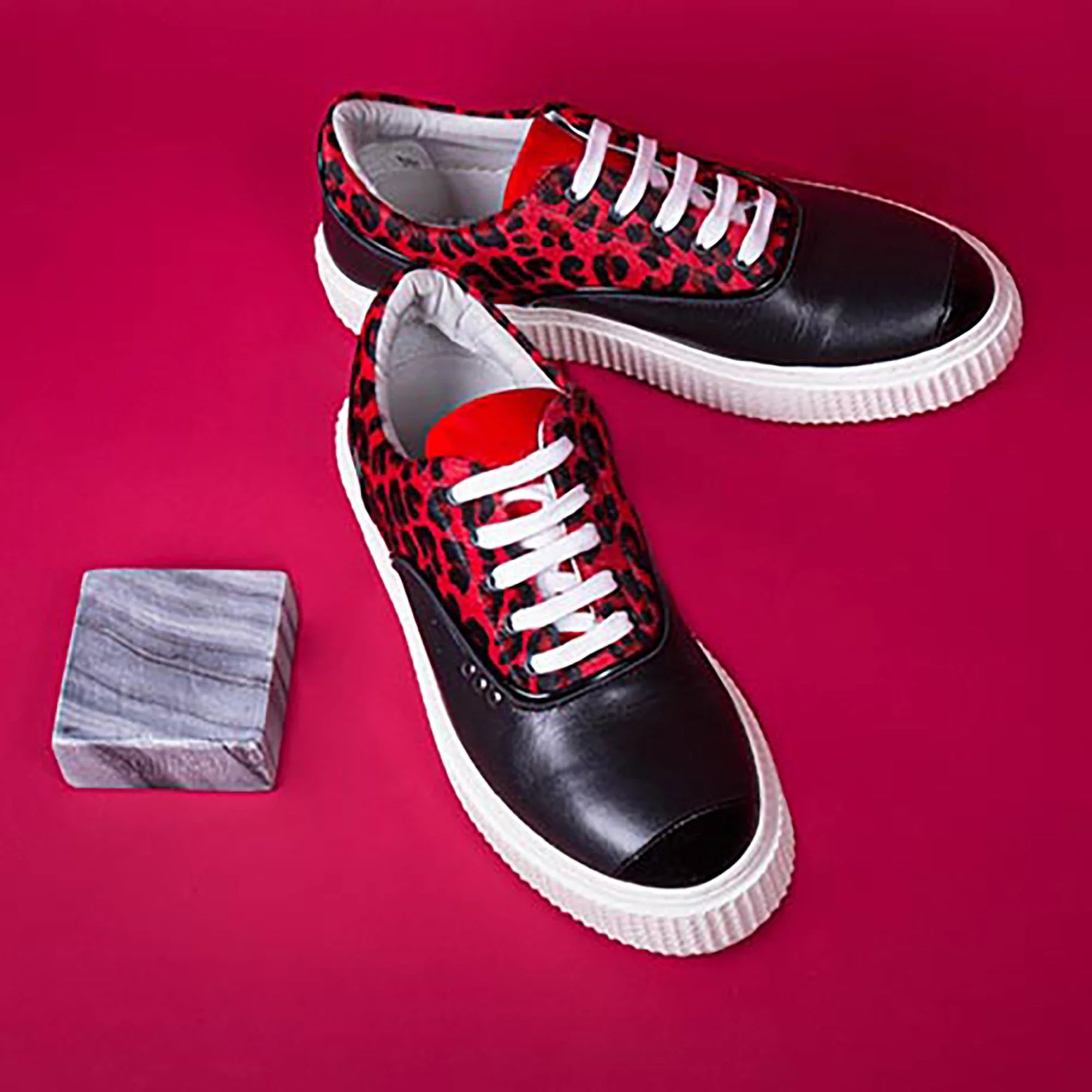 ME.LAND Black and red leopard MEAKER sneaker side
