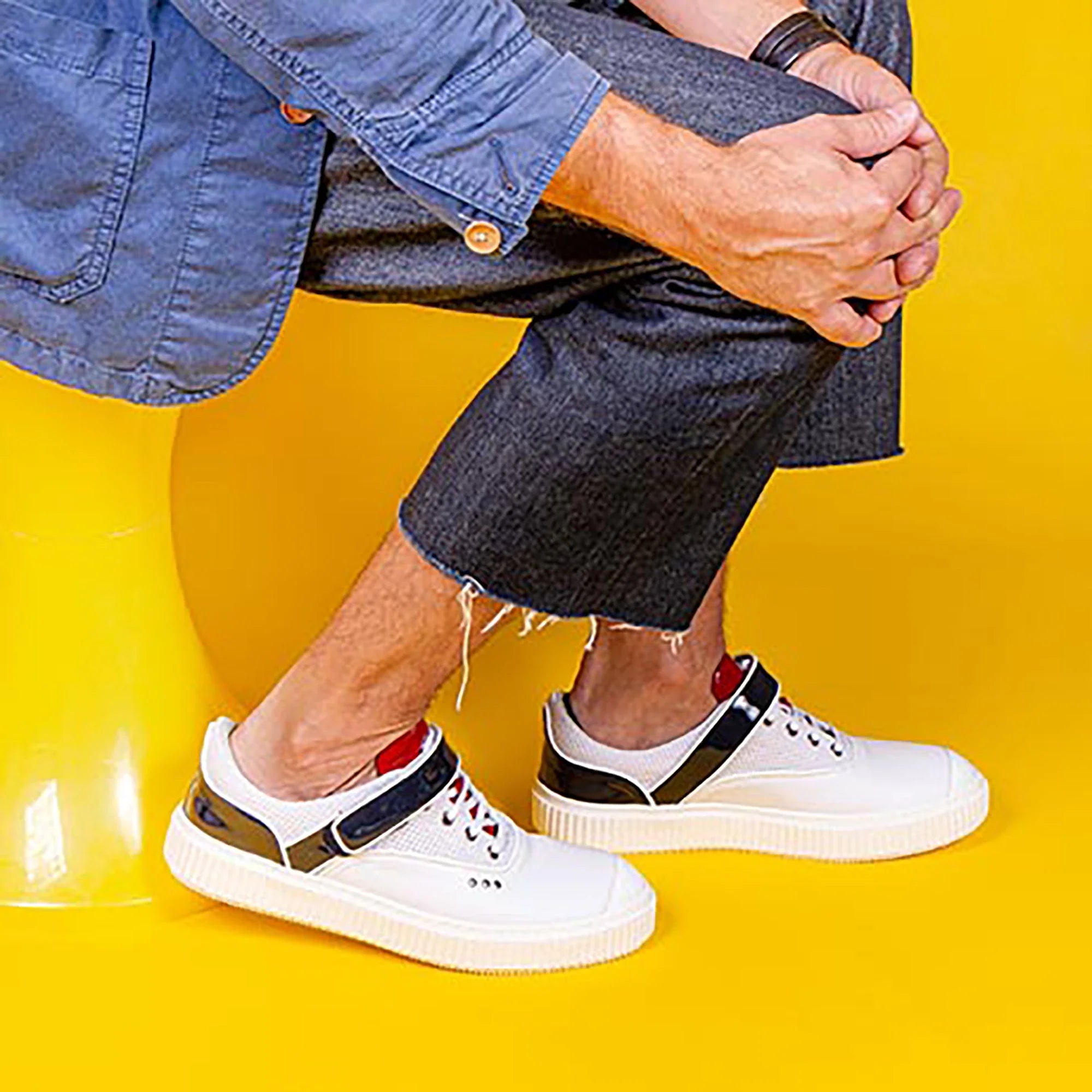 ME.LAND White and navy blue BEAKER band sneaker sole