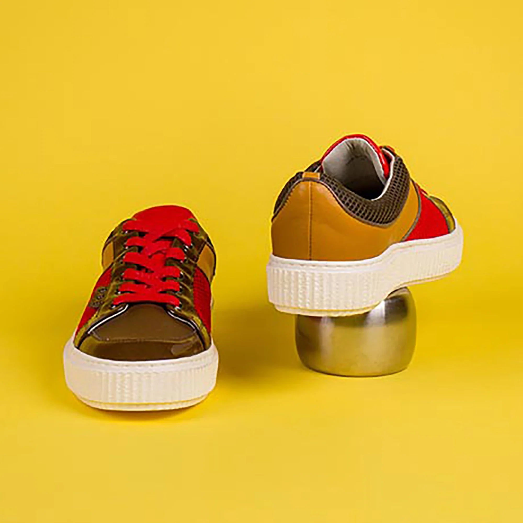 ME.LAND Brown, red and curry smooth DEAKER sneaker ladies