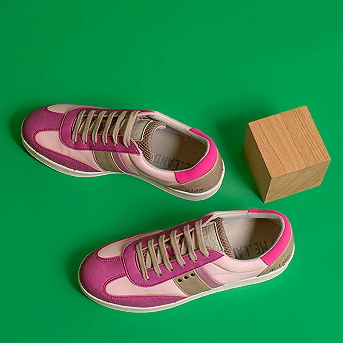 Vivace vegan and recycled sneaker in pink, fushia and beige ✔ ME.LAND