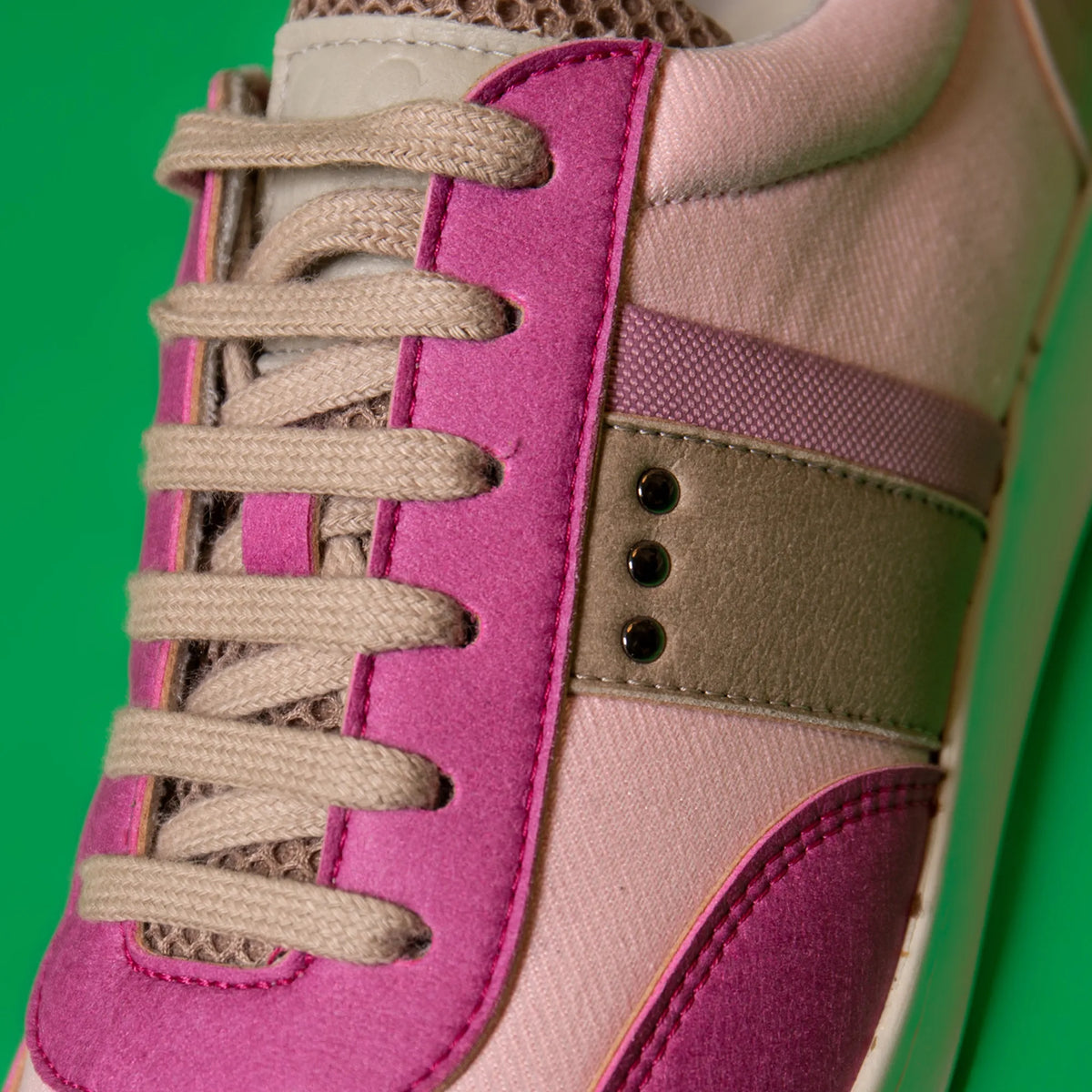 Vivace vegan and recycled sneaker in pink, fushia and beige ✔ ME.LAND