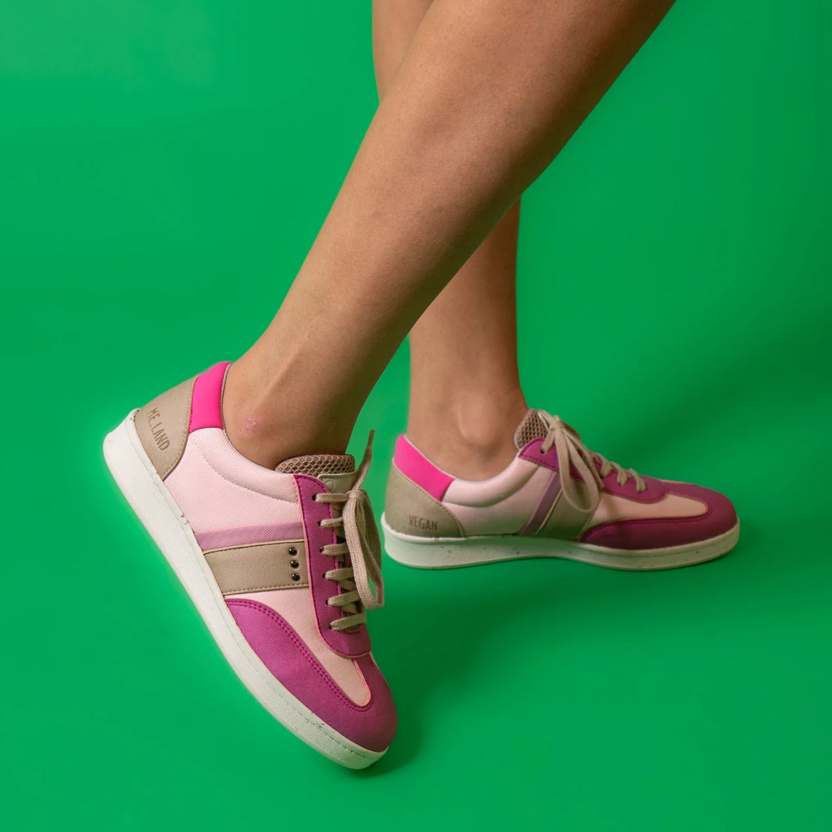 Vivace vegan and recycled sneaker in pink, fushia and beige ✔ ME.LAND