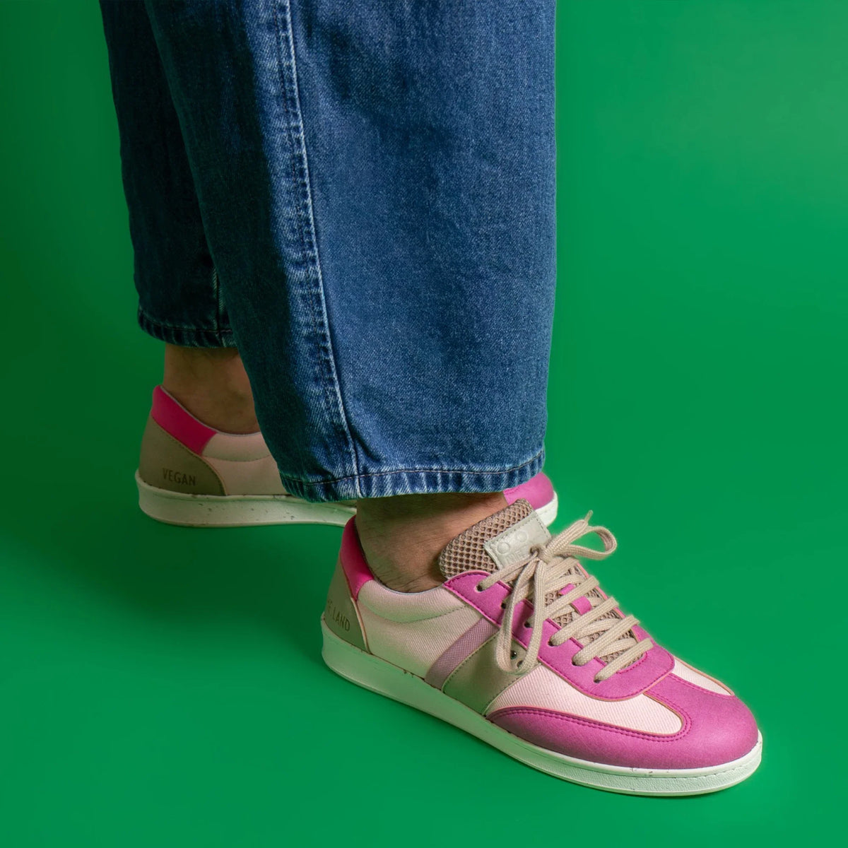 Vivace vegan and recycled sneaker in pink, fushia and beige ✔ ME.LAND