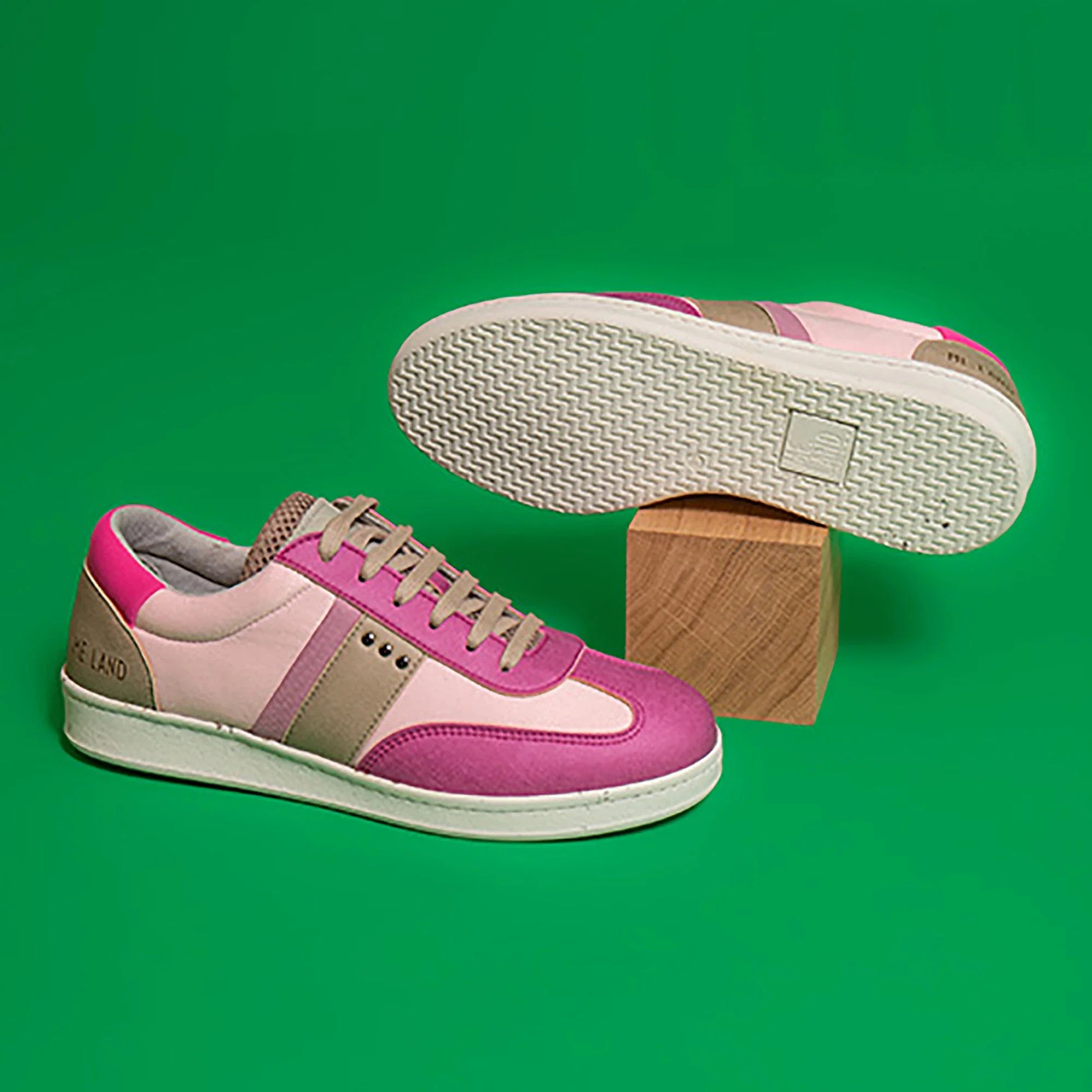 Vivace vegan and recycled sneaker in pink, fushia and beige ✔ ME.LAND