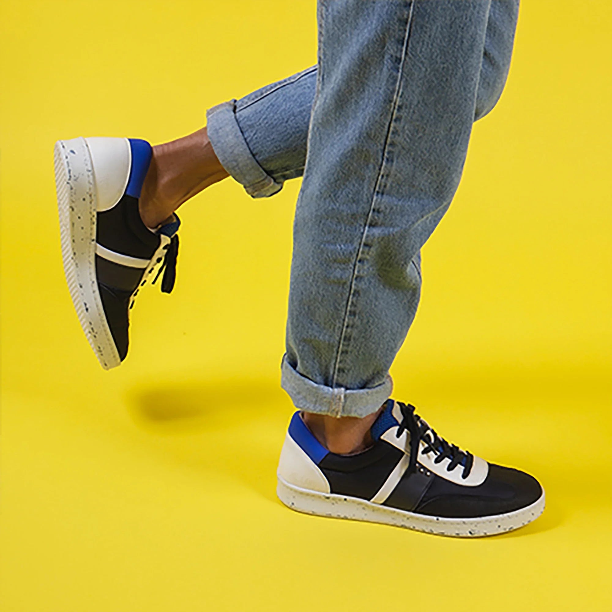 ME.LAND Vivace vegan and recycled sneaker in navy, white and blue sole