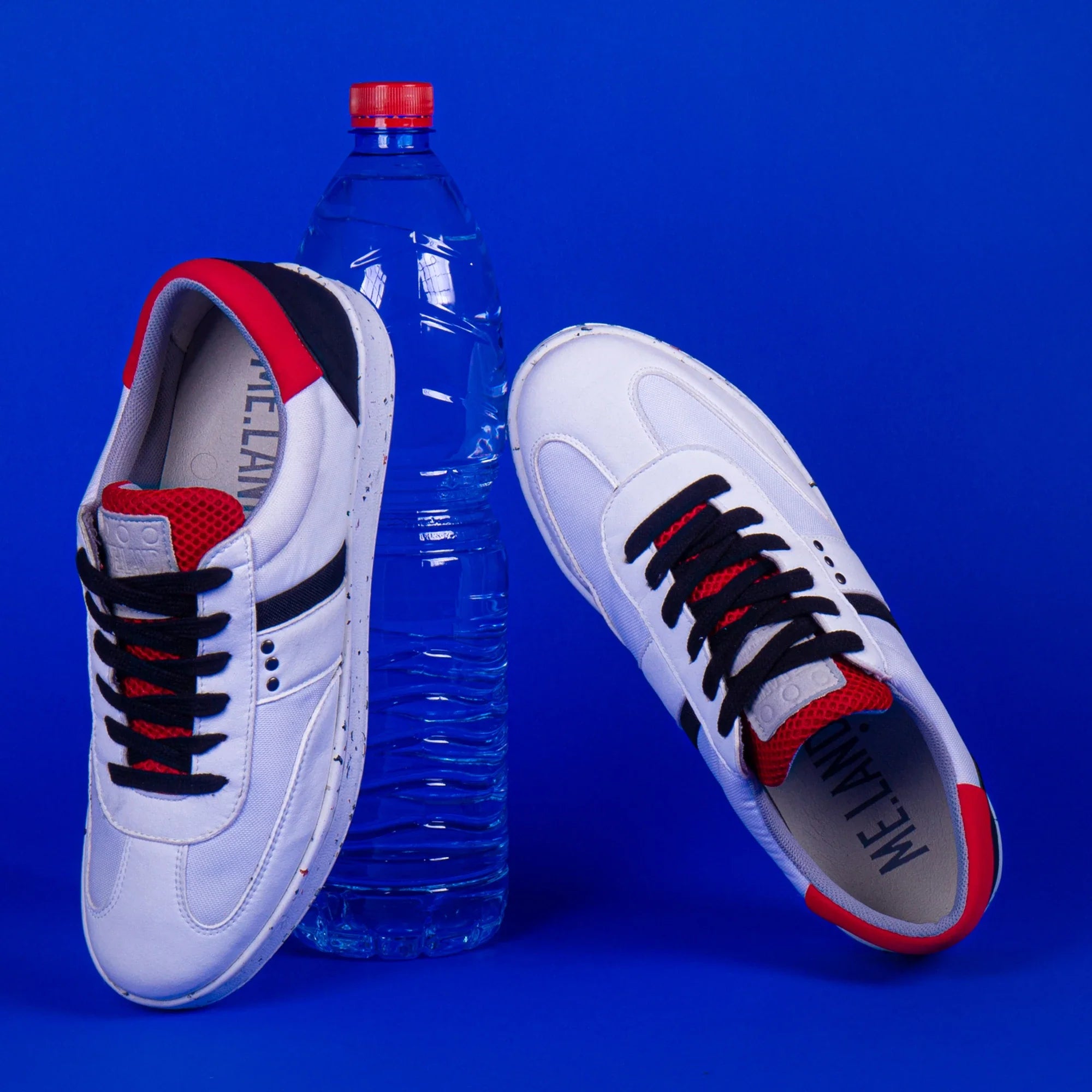 ME.LAND Vivace vegan and recycled sneaker in white, black and red ladies