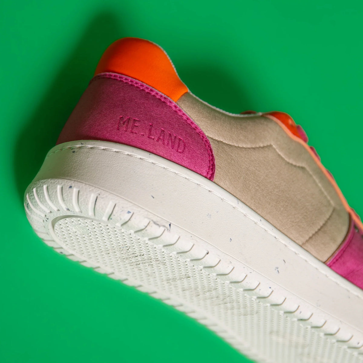 Evan vegan and recycled sneaker in beige, pink and orange ✔ ME.LAND