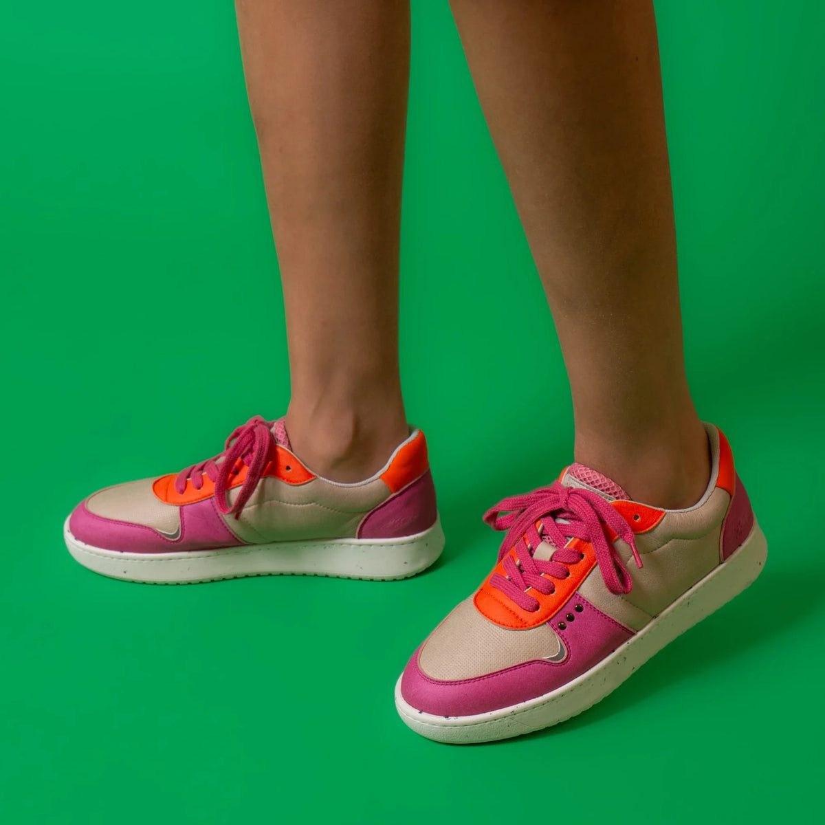 Evan vegan and recycled sneaker in beige, pink and orange ✔ ME.LAND