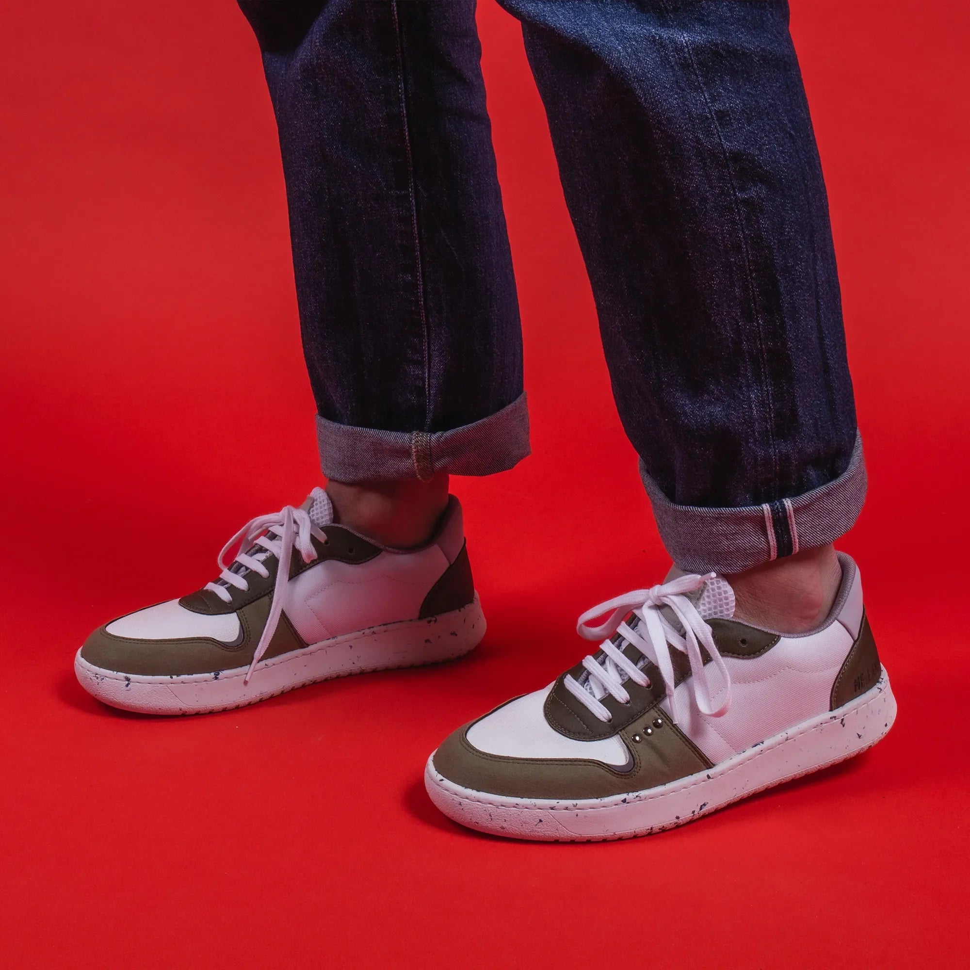 ME.LAND Evan vegan and recycled sneaker in white and khaki men