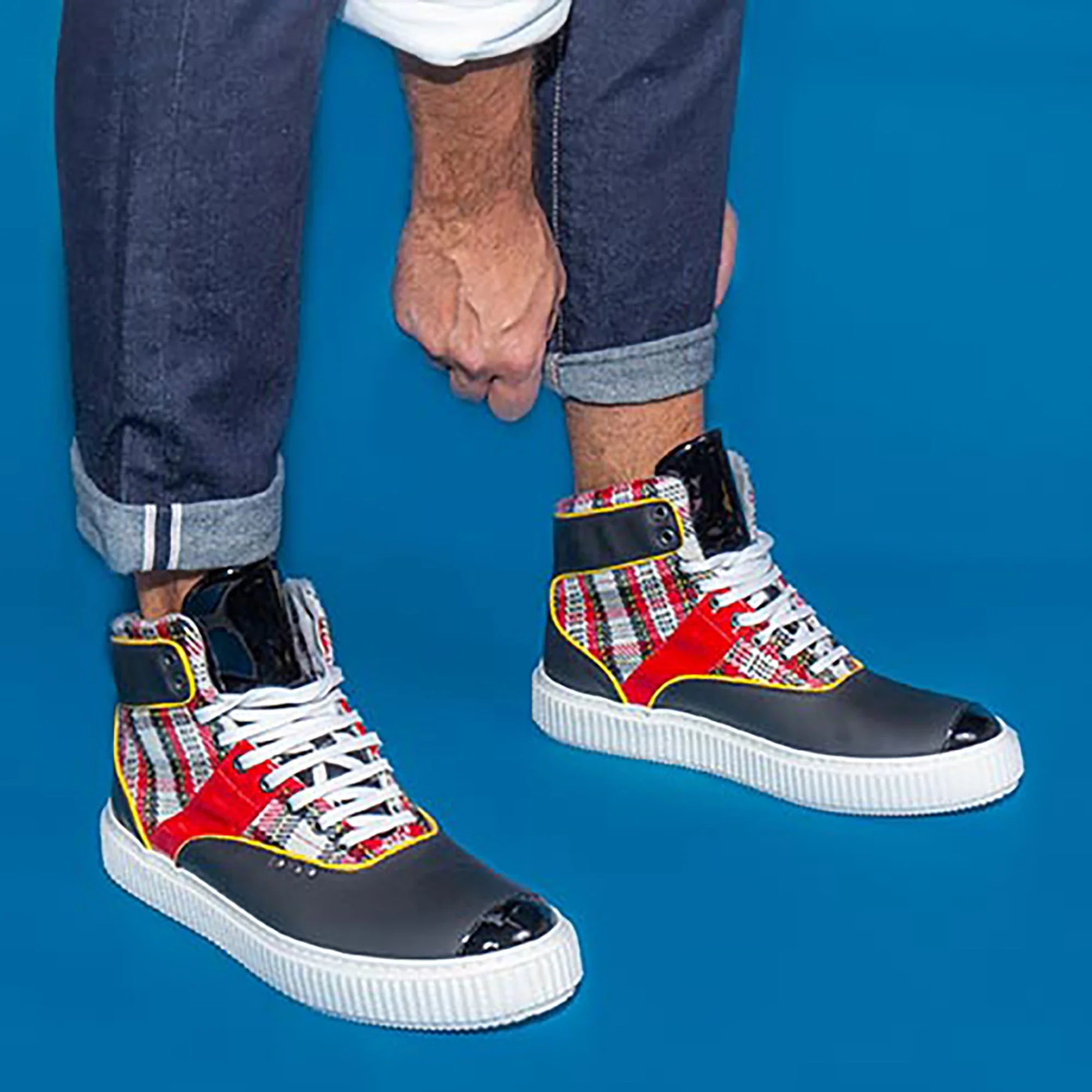 ME.LAND Tartan and black high top HEAKER sneaker sole