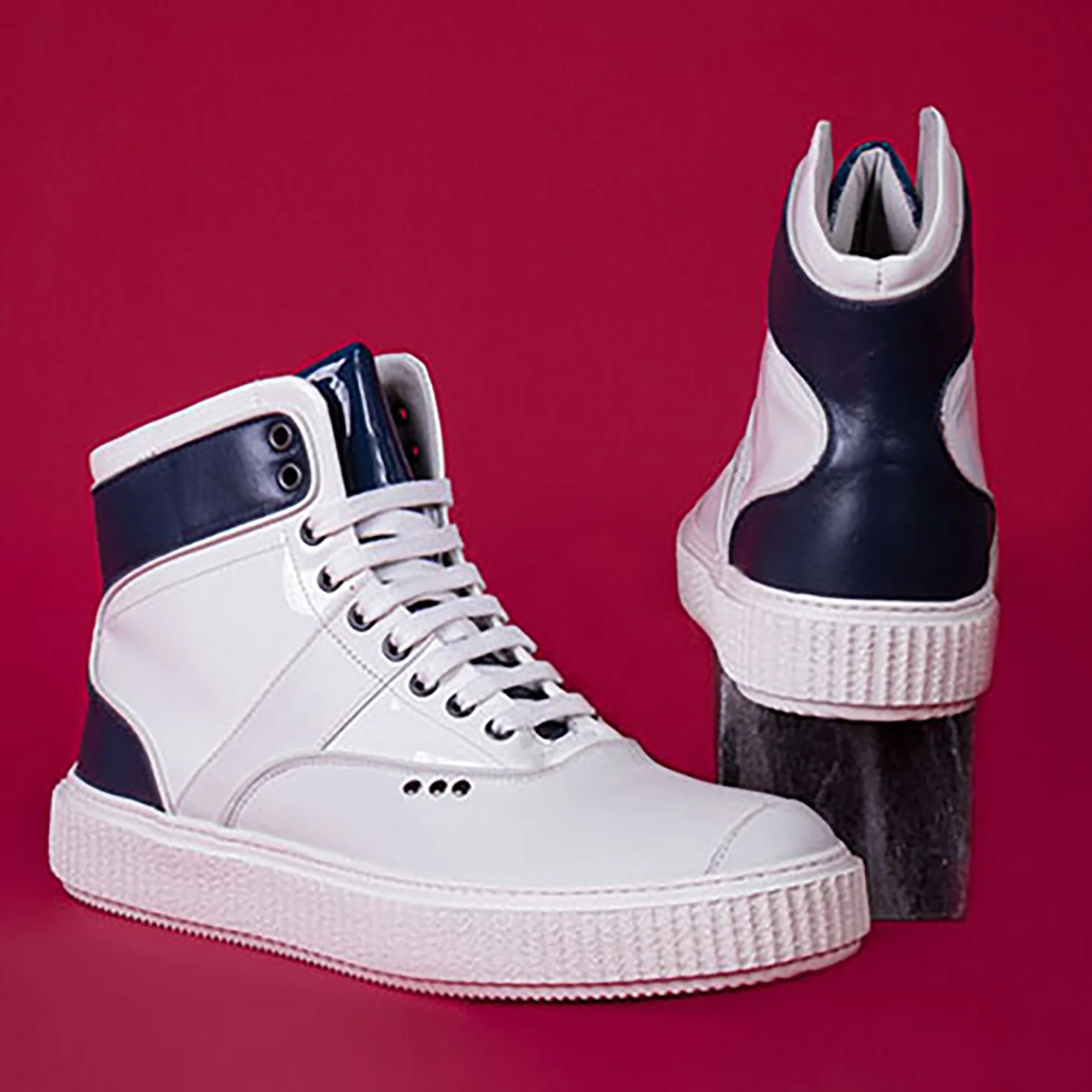 ME.LAND White and blue high top HEAKER sneakers ladies
