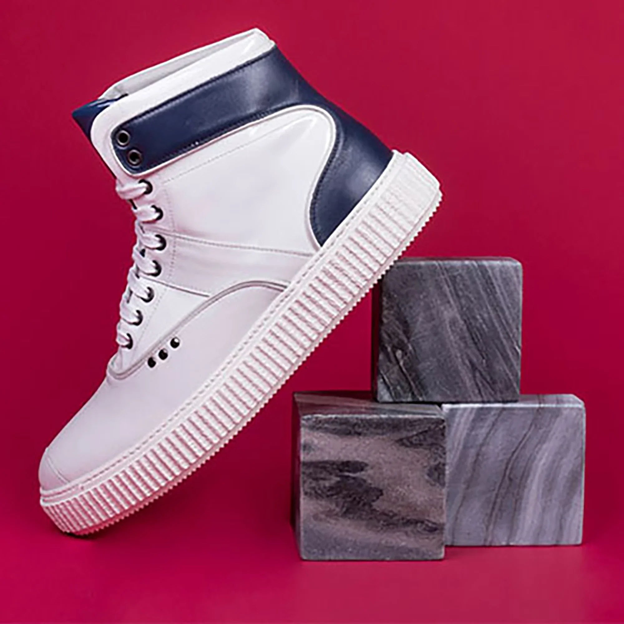ME.LAND White and blue high top HEAKER sneakers above