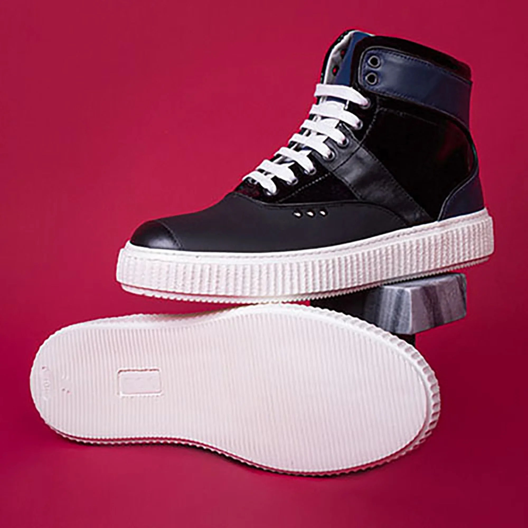 ME.LAND Black and blue high top HEAKER sneakers men