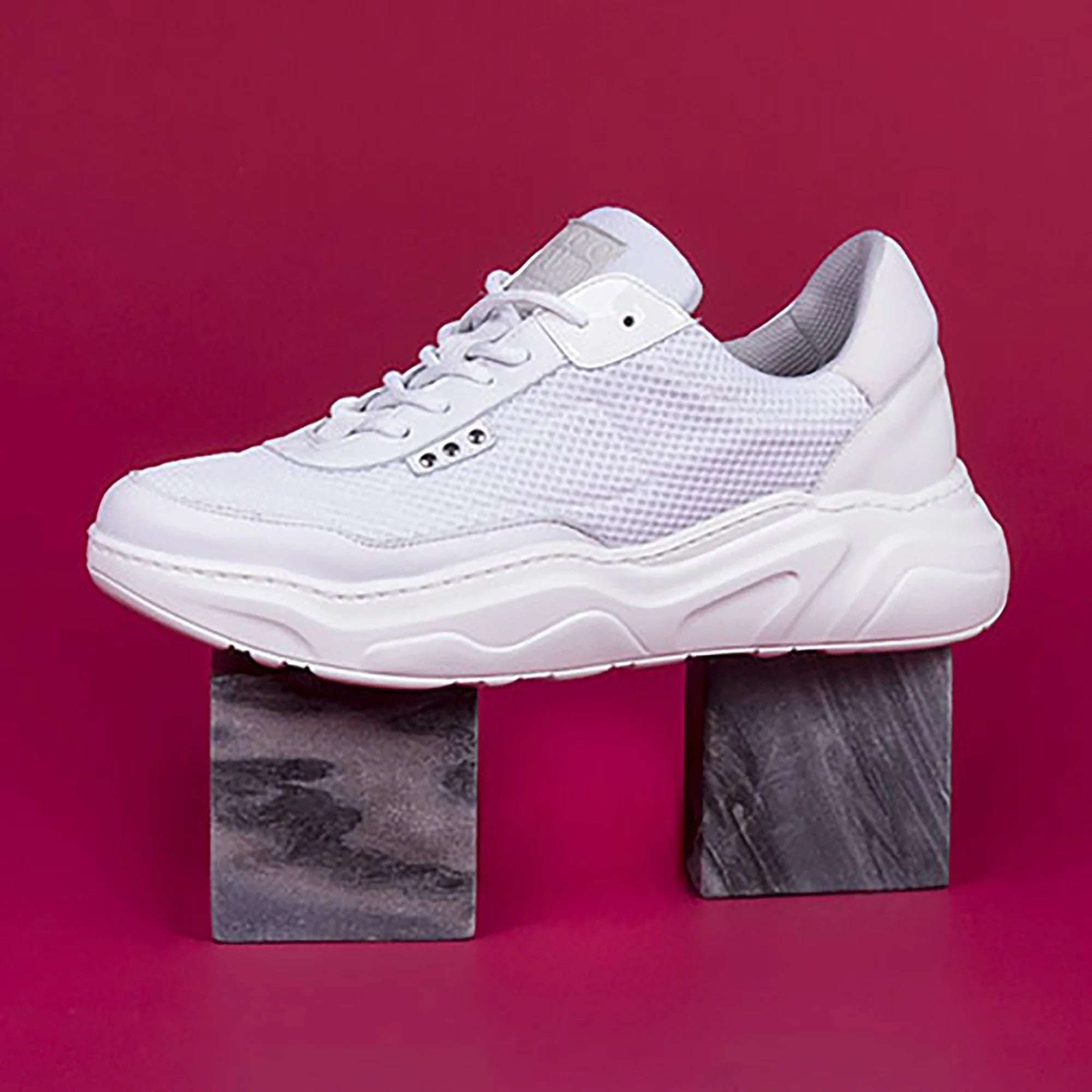 ME.LAND White recycled nylon DEBUT sneaker above